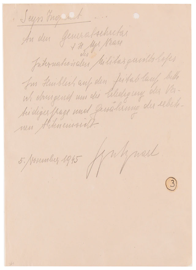 Arthur Seyss-Inquart (2) Autograph Letters Signed at Nuremberg, Urgently