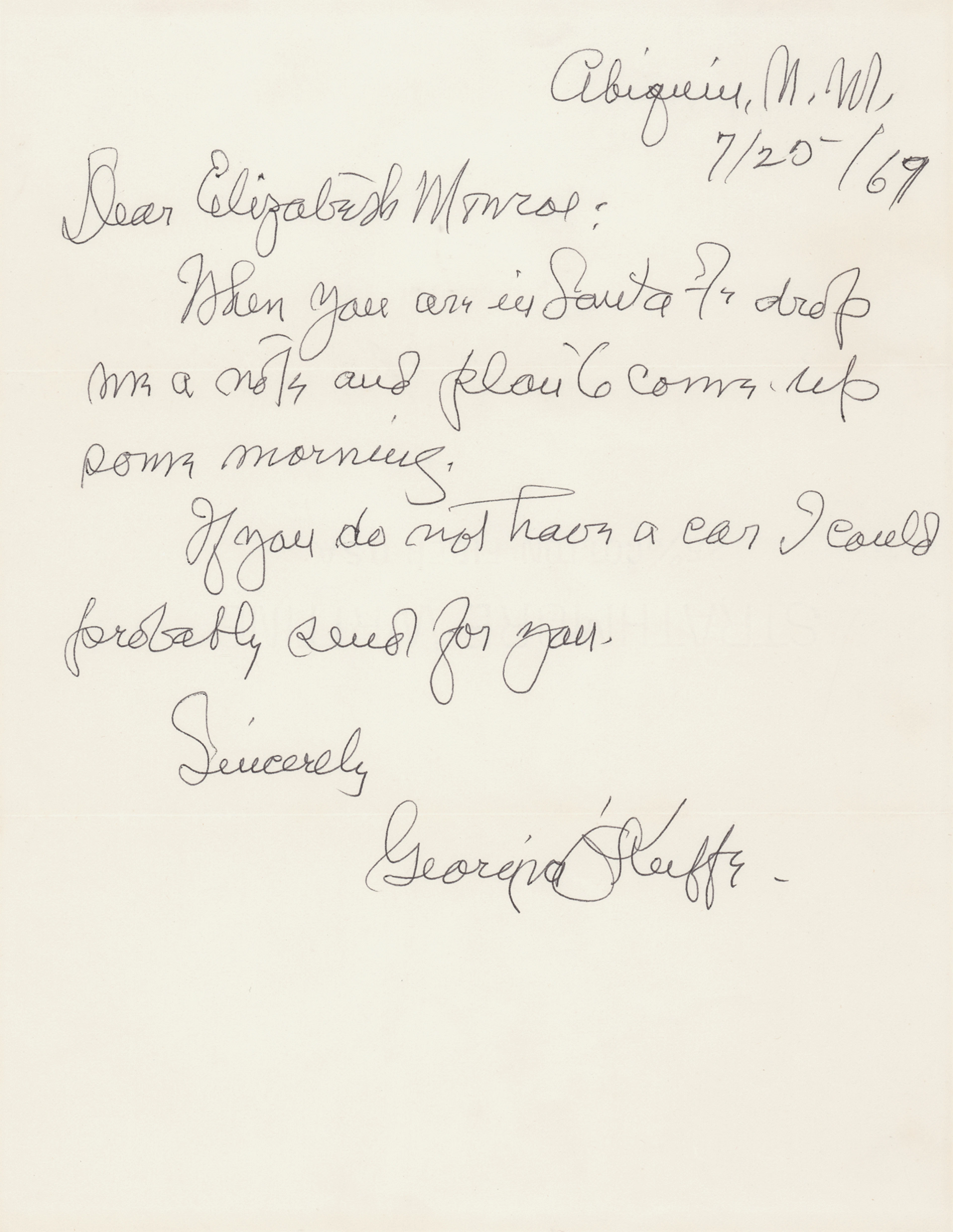 Georgia O'Keeffe Autograph Letter Signed