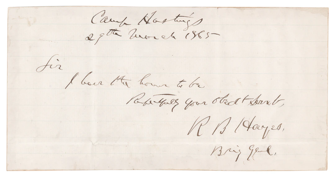 Rutherford B. Hayes War-Dated Autograph Note Signed