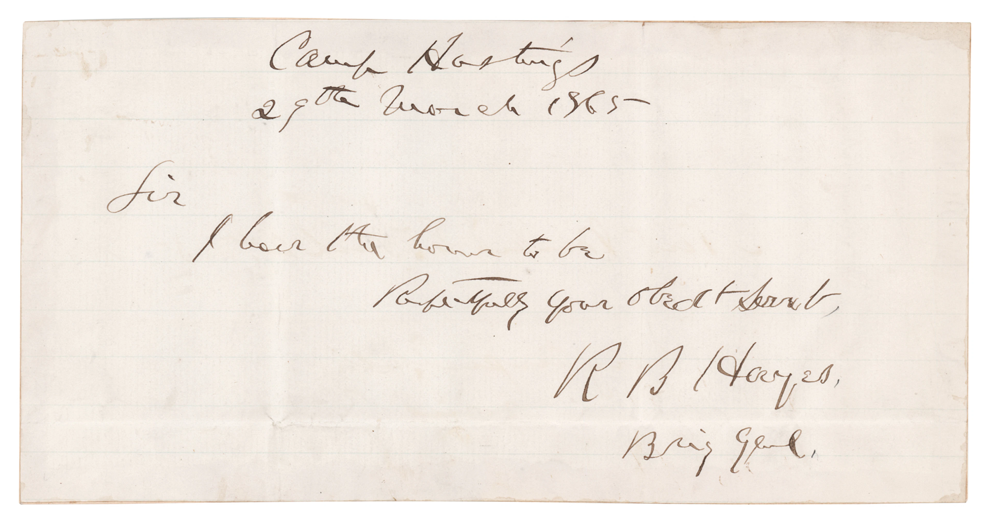 Rutherford B. Hayes War-Dated Autograph Note Signed