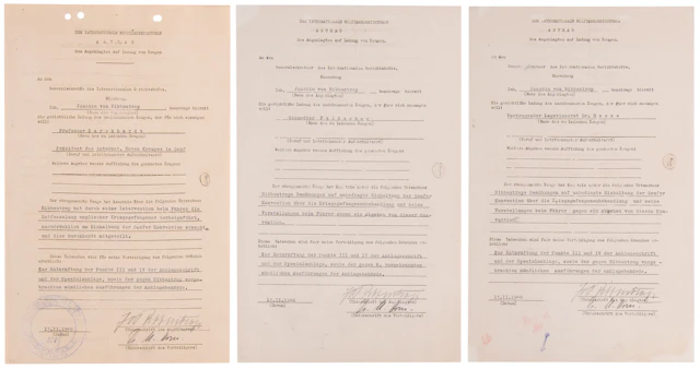Joachim von Ribbentrop (3) Documents Signed at Nuremberg, Concerning