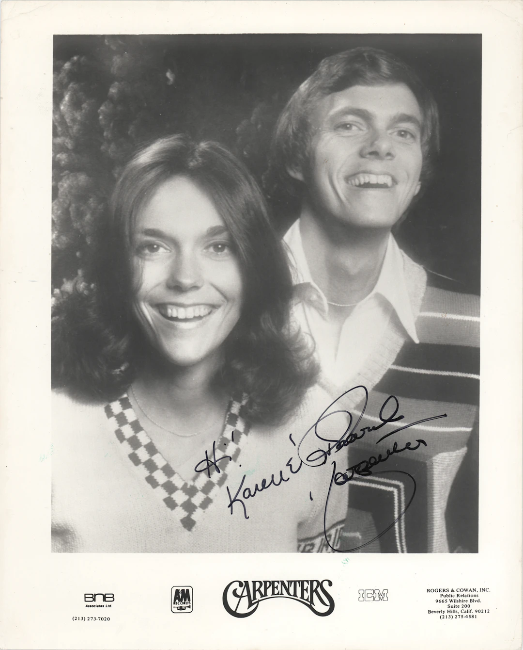 The Carpenters Signed Photograph