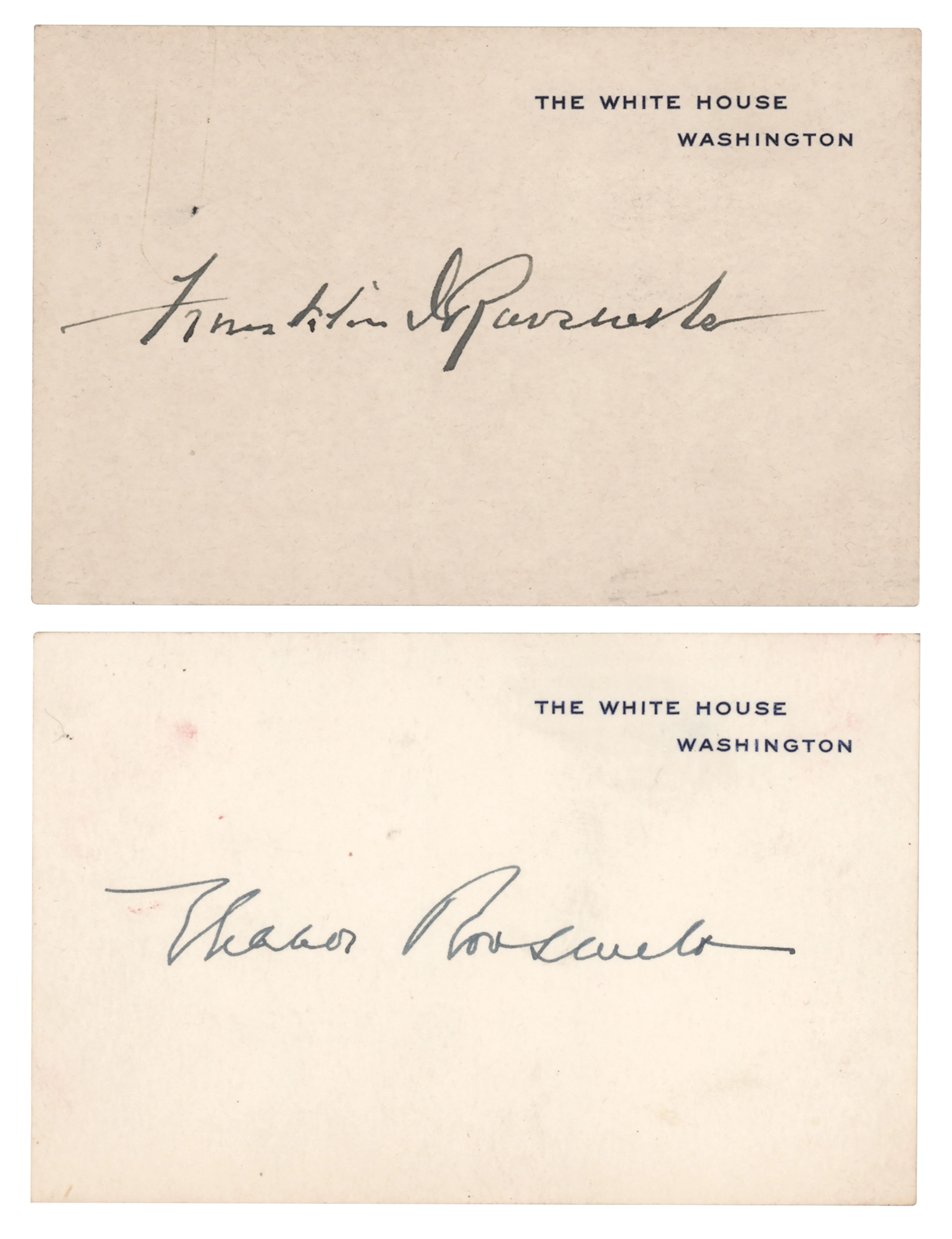 Franklin and Eleanor Roosevelt (2) Signed White House Cards