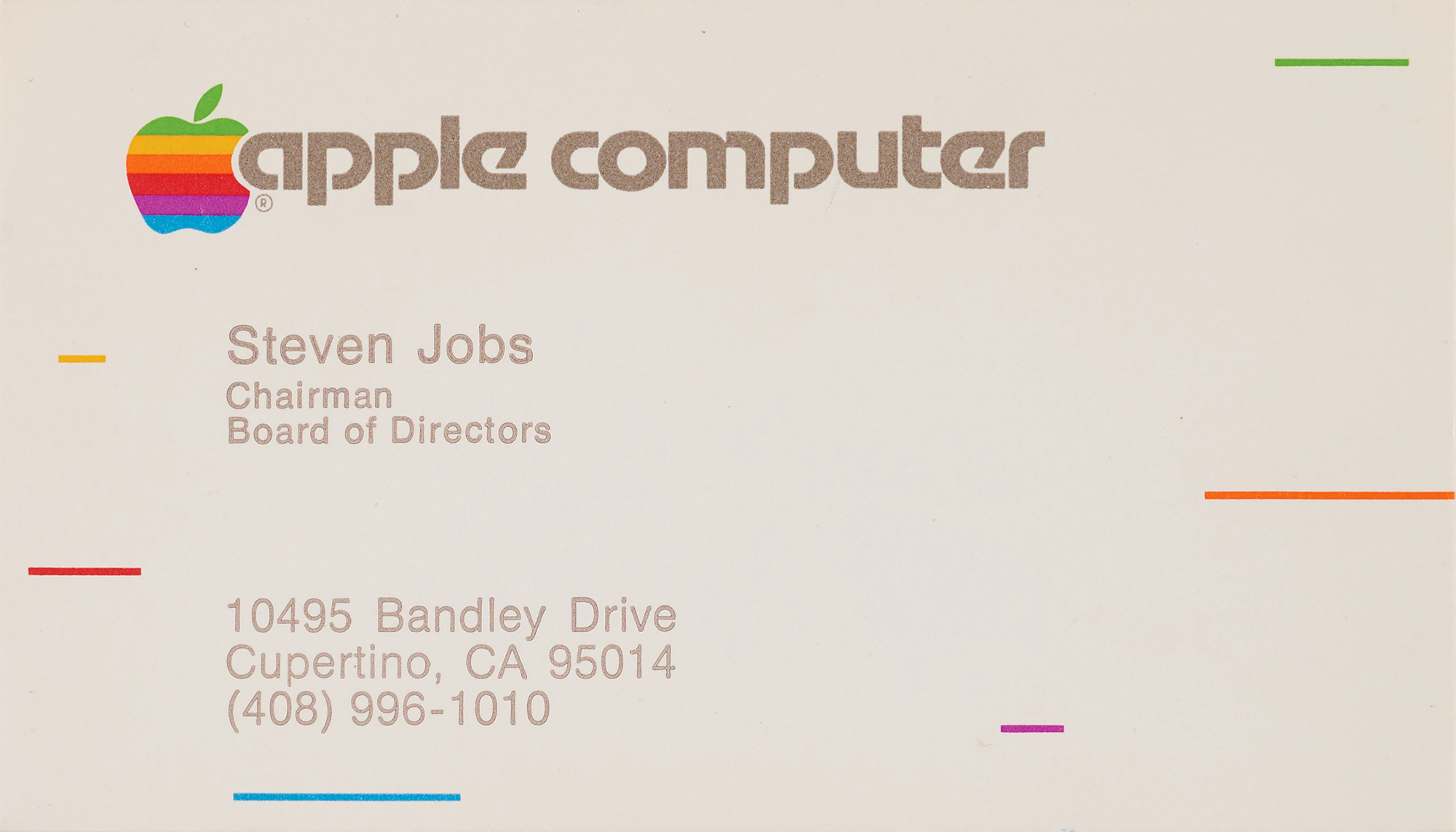 Steve Jobs Apple Computer Business Card (c. 1983)