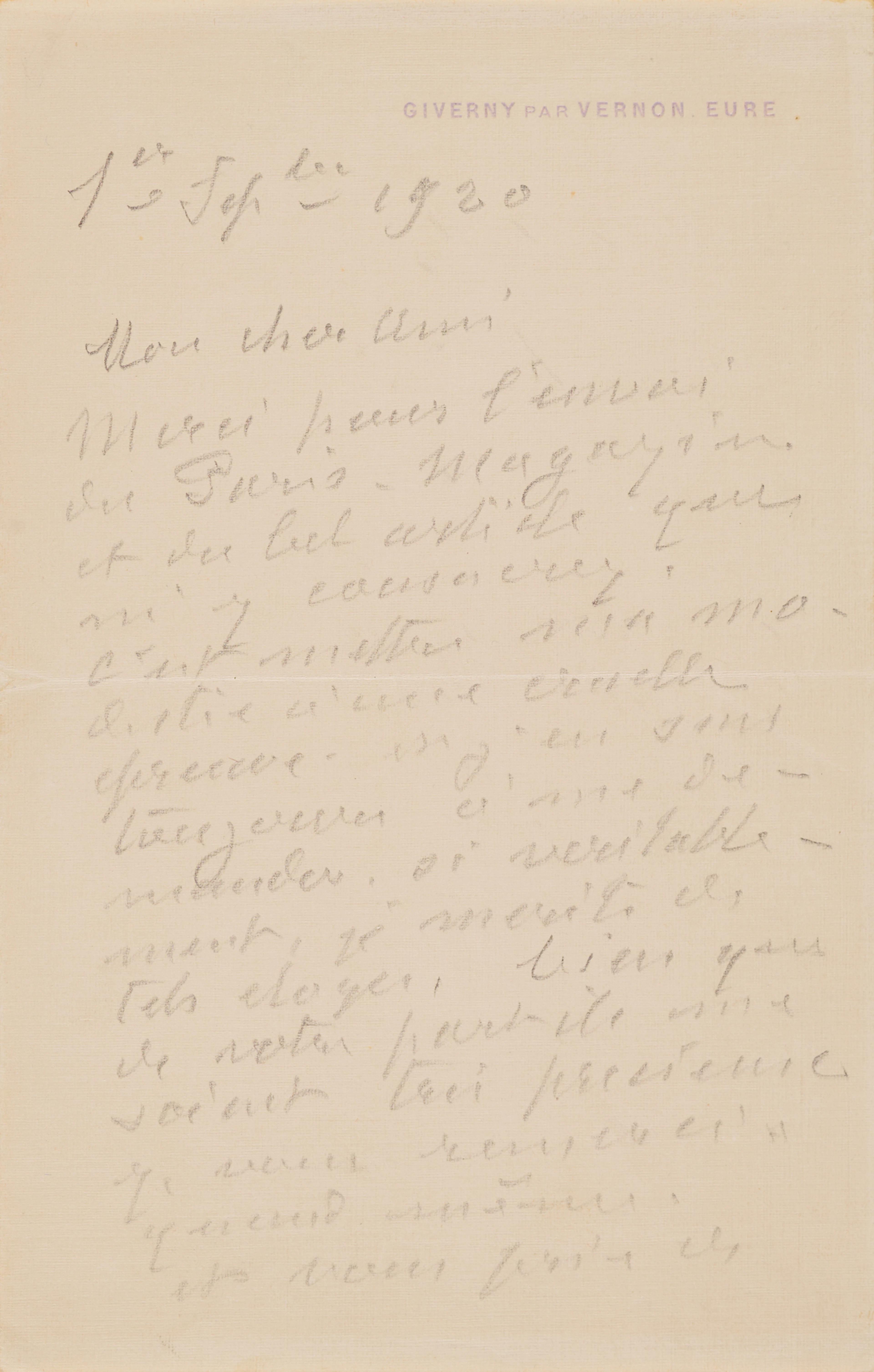Claude Monet Autograph Letter Signed on a Glowing Article About His