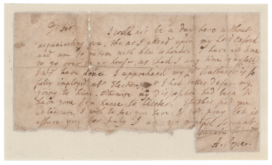 Alexander Pope Autograph Letter Signed