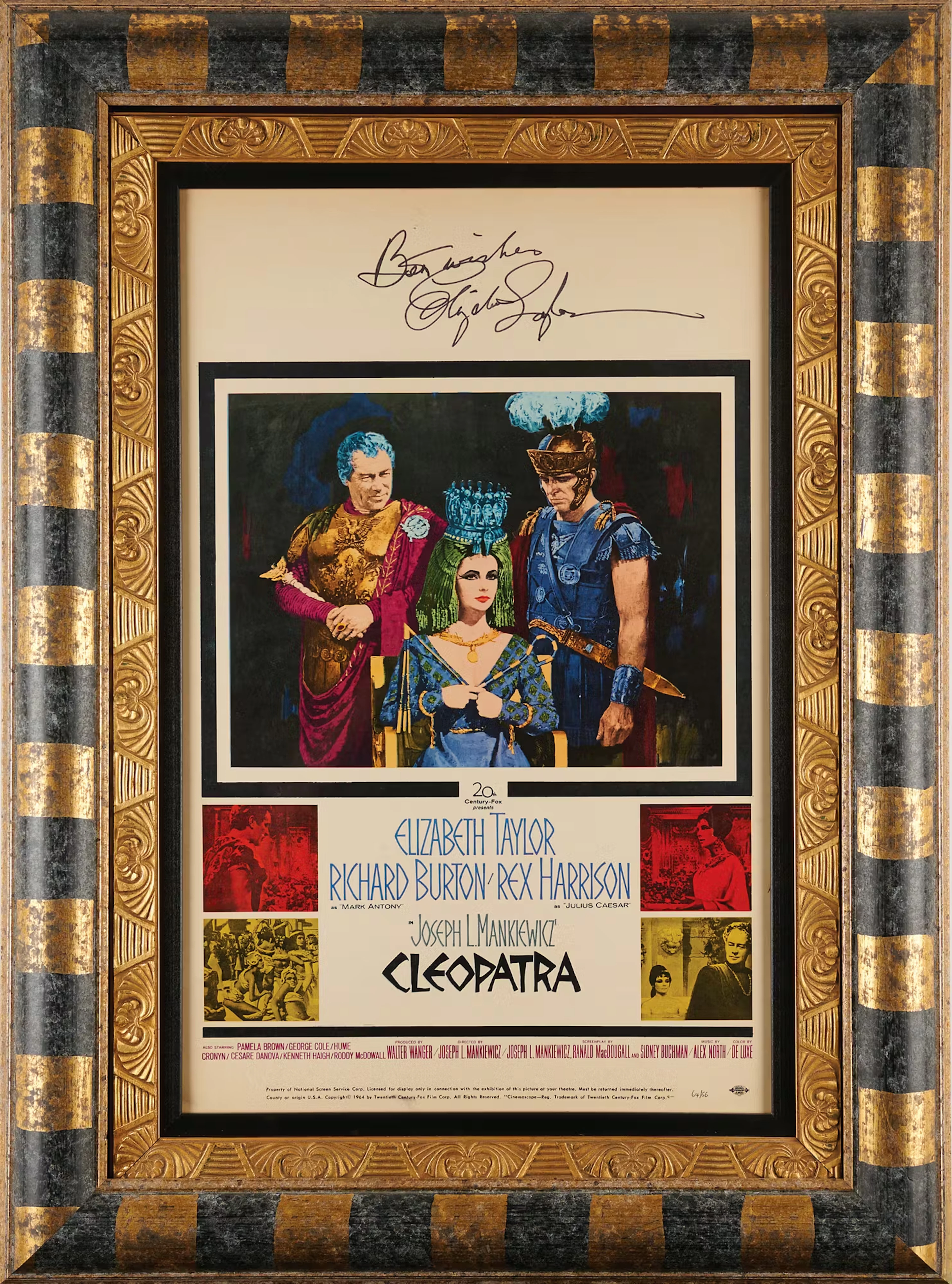 Elizabeth Taylor Signed Window Card for Cleopatra (13.5˝ x 21.75˝)
