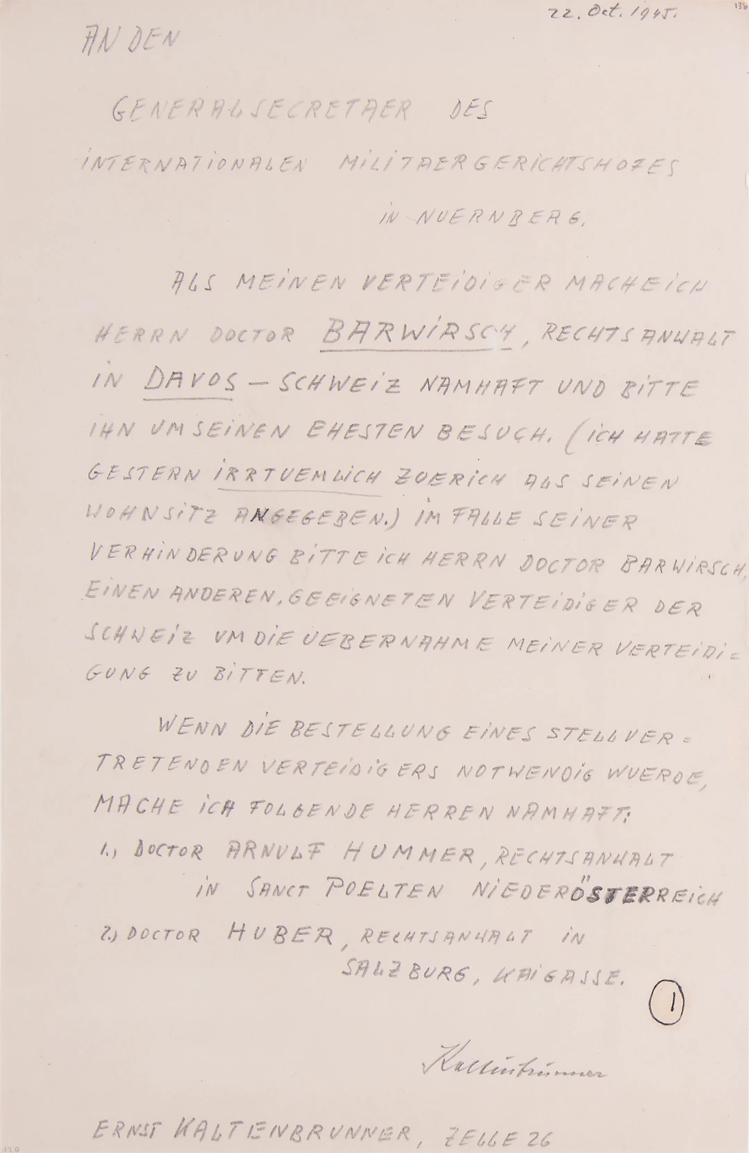 Ernst Kaltenbrunner Autograph Document Signed at Nuremberg, Appointing
