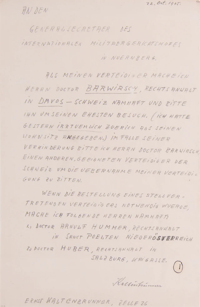 Ernst Kaltenbrunner Autograph Document Signed at Nuremberg, Appointing
