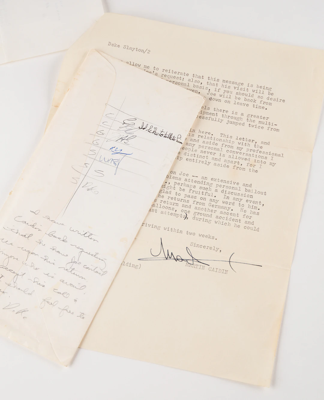 Mercury 7 Signed Initials on Mailing Envelope with Deke Slayton Autograph
