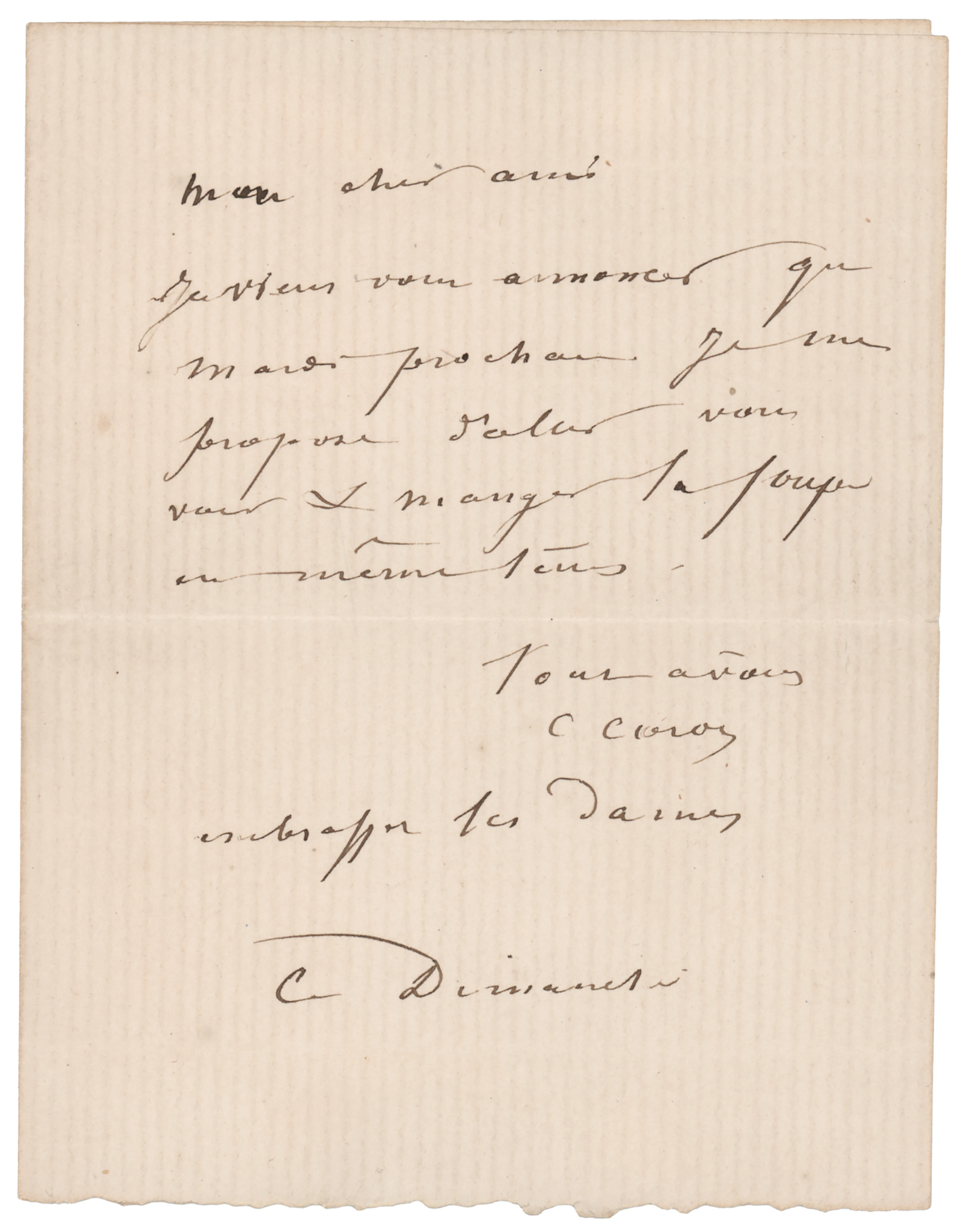 Camille Corot Autograph Letter Signed