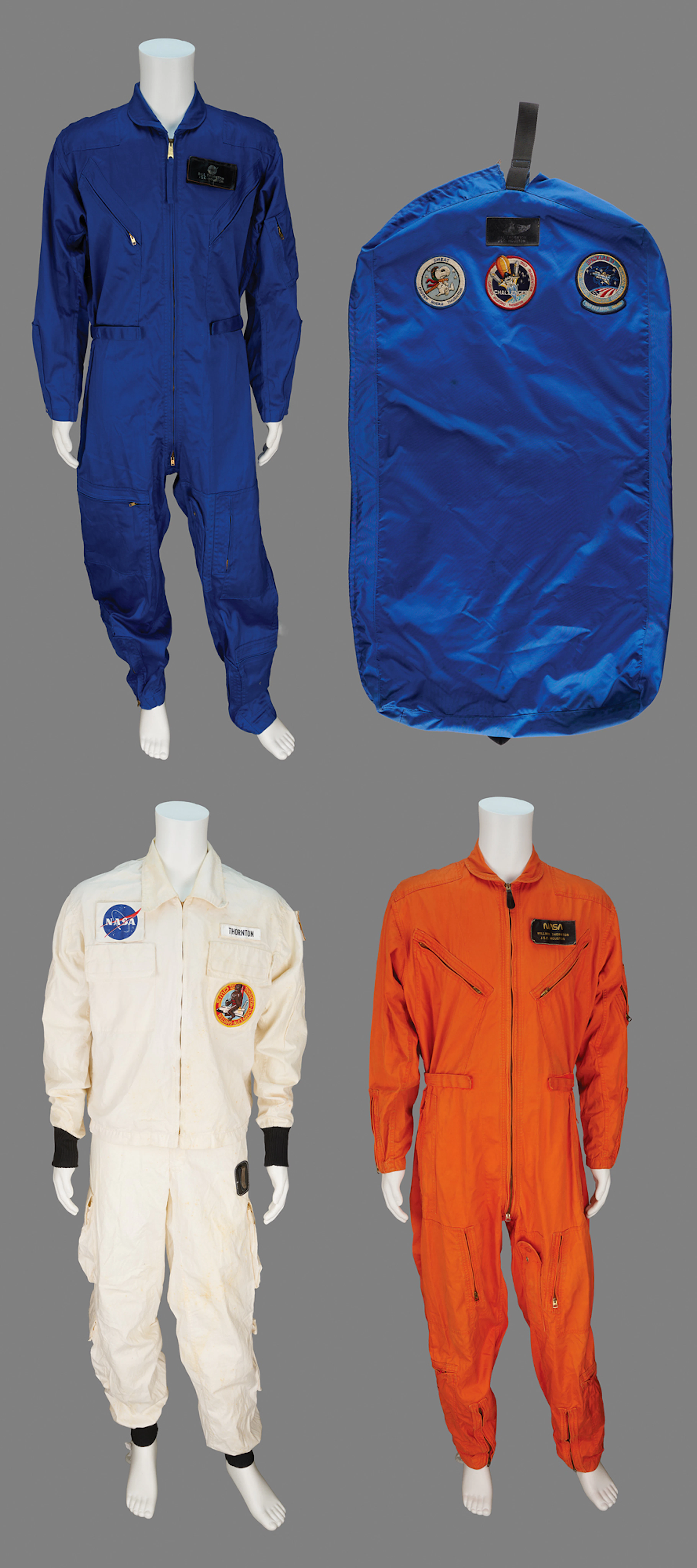 Skylab and Shuttle-Era Suits (3) and Garment Bag - From the Personal