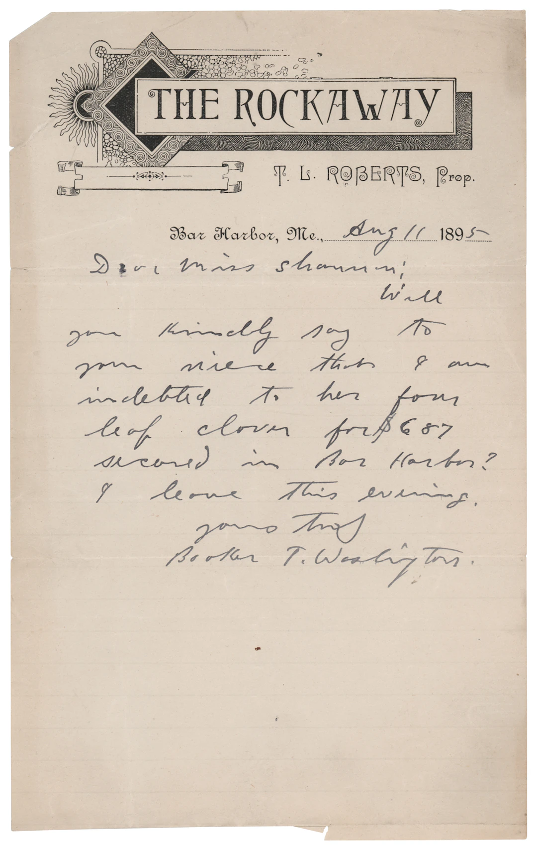 Booker T. Washington Autograph Letter Signed