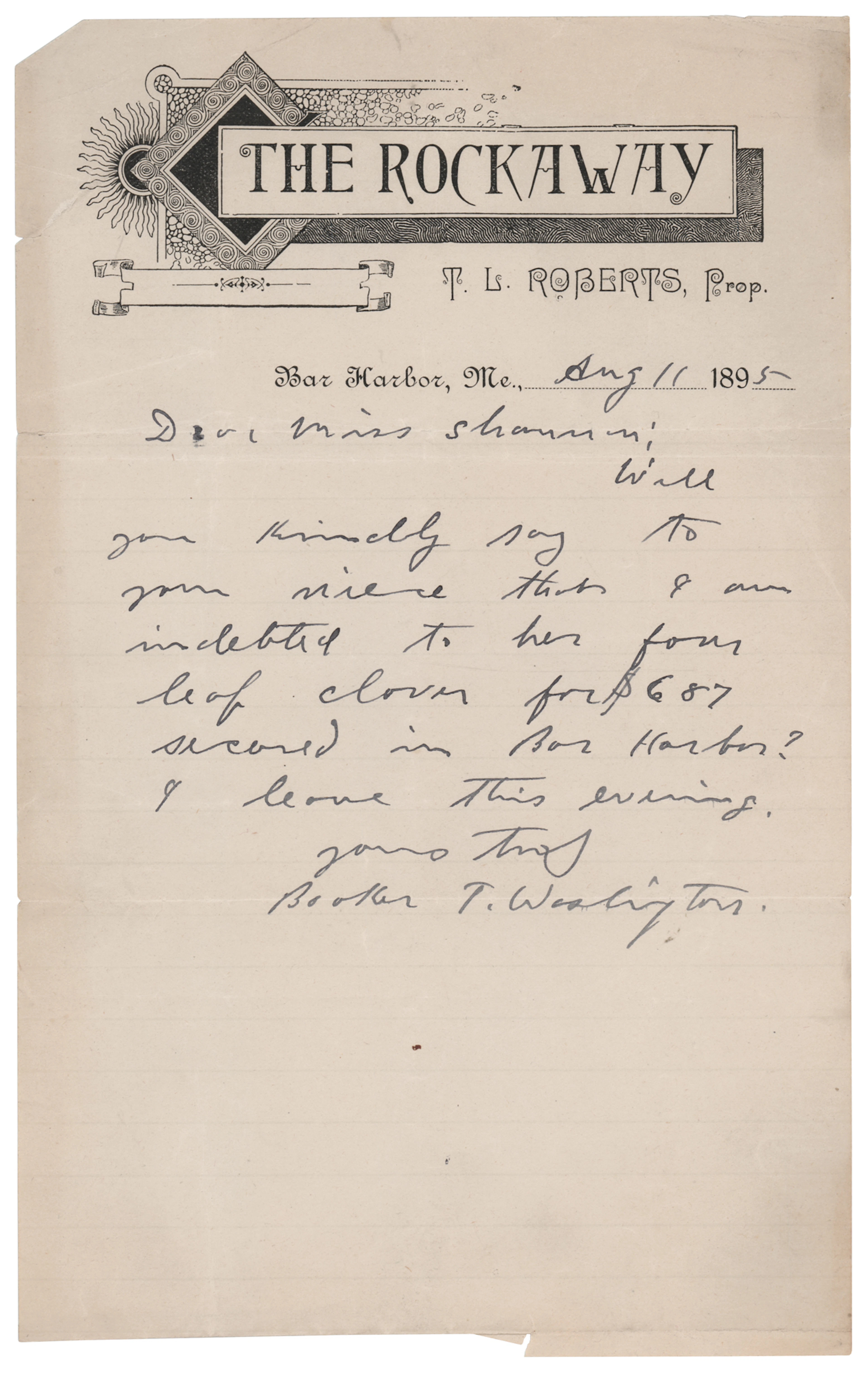 Booker T. Washington Autograph Letter Signed