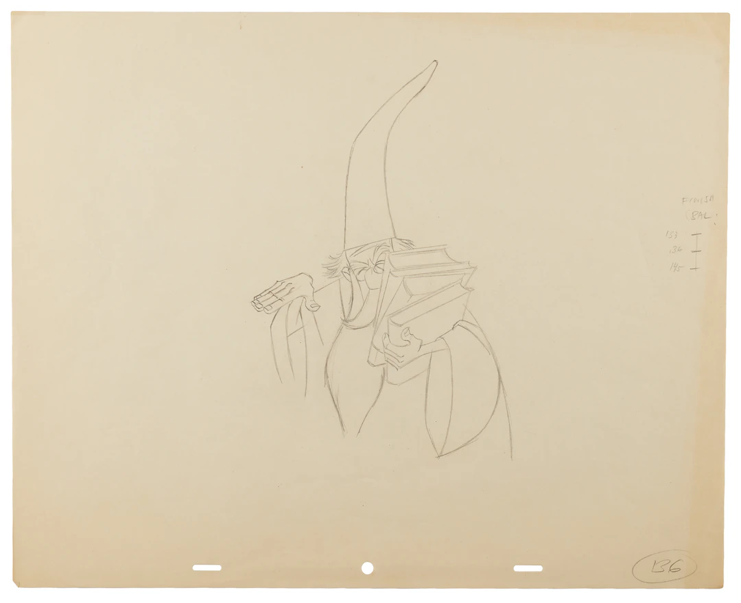 Merlin production drawing from The Sword in the Stone