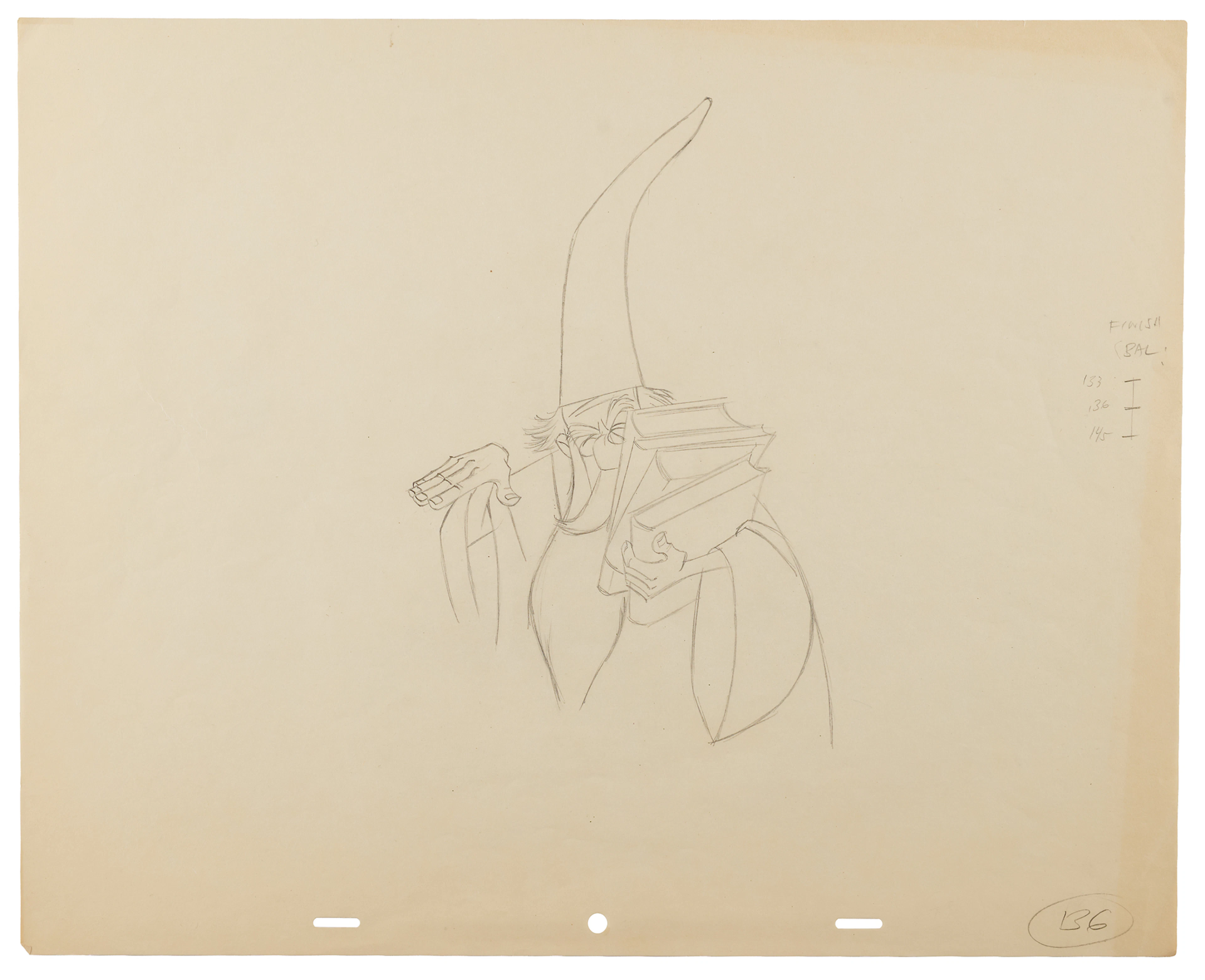 Merlin production drawing from The Sword in the Stone