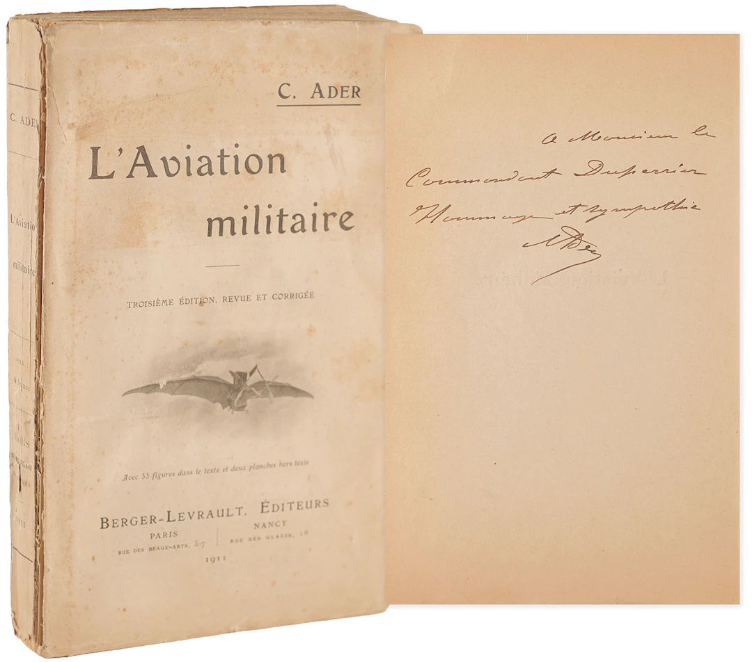 Clement Ader Signed Book - L'Aviation militaire
