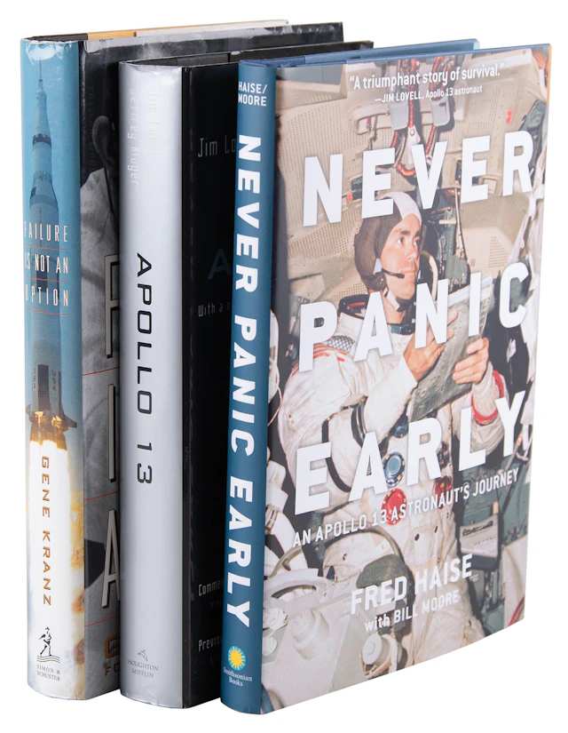 Apollo 13 (3) Signed Books, with Lovell, Haise, and Kranz