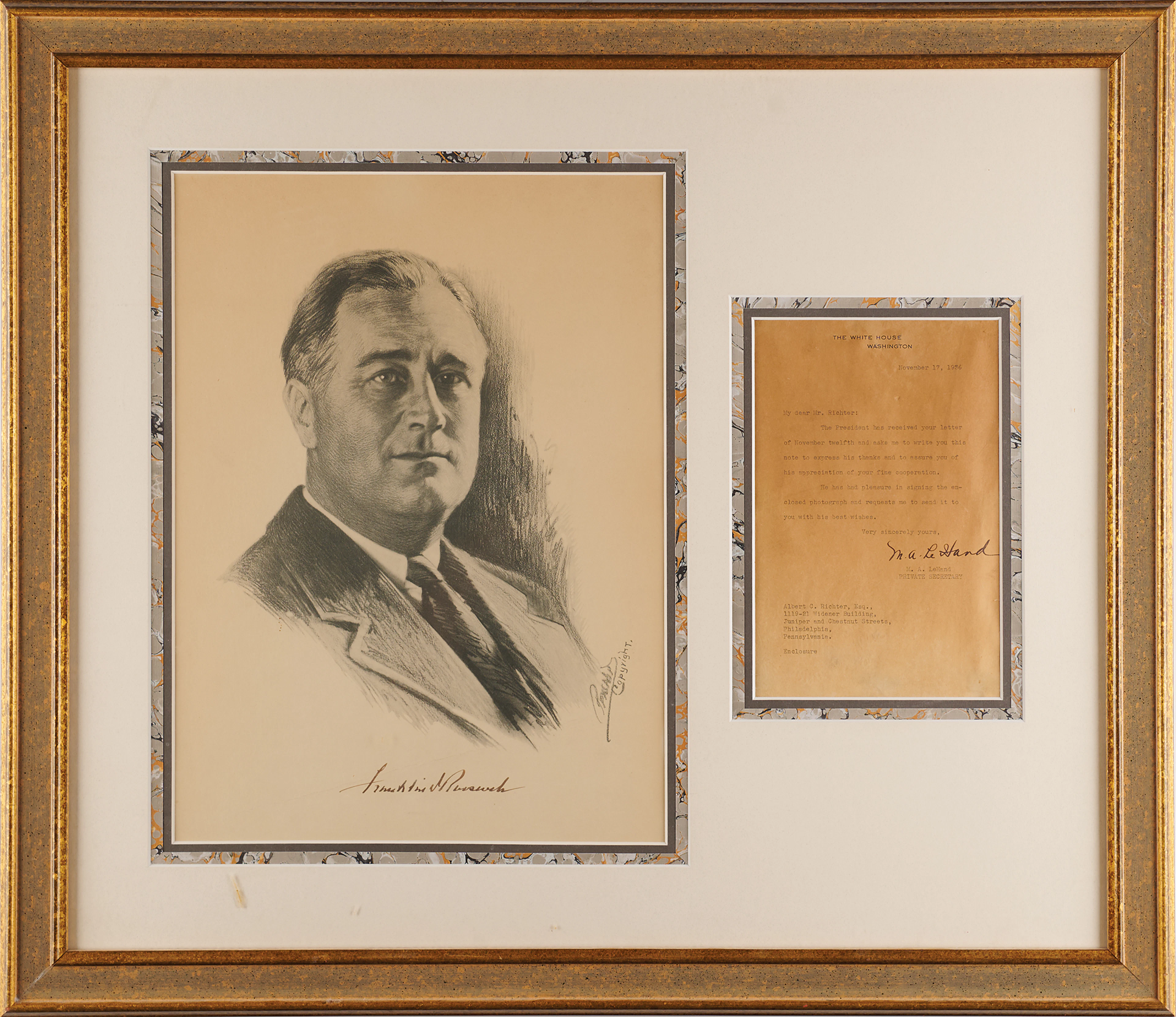 Franklin D. Roosevelt Signed 1932 Campaign Print (11˝ x 15˝)