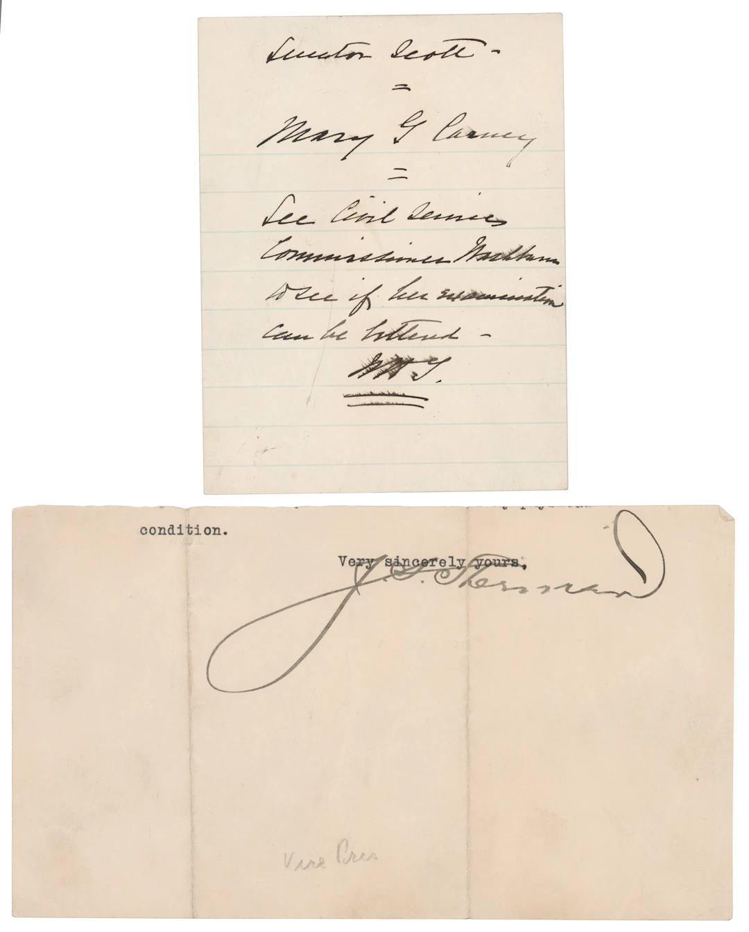William H. Taft and James S. Sherman (2) Autographs