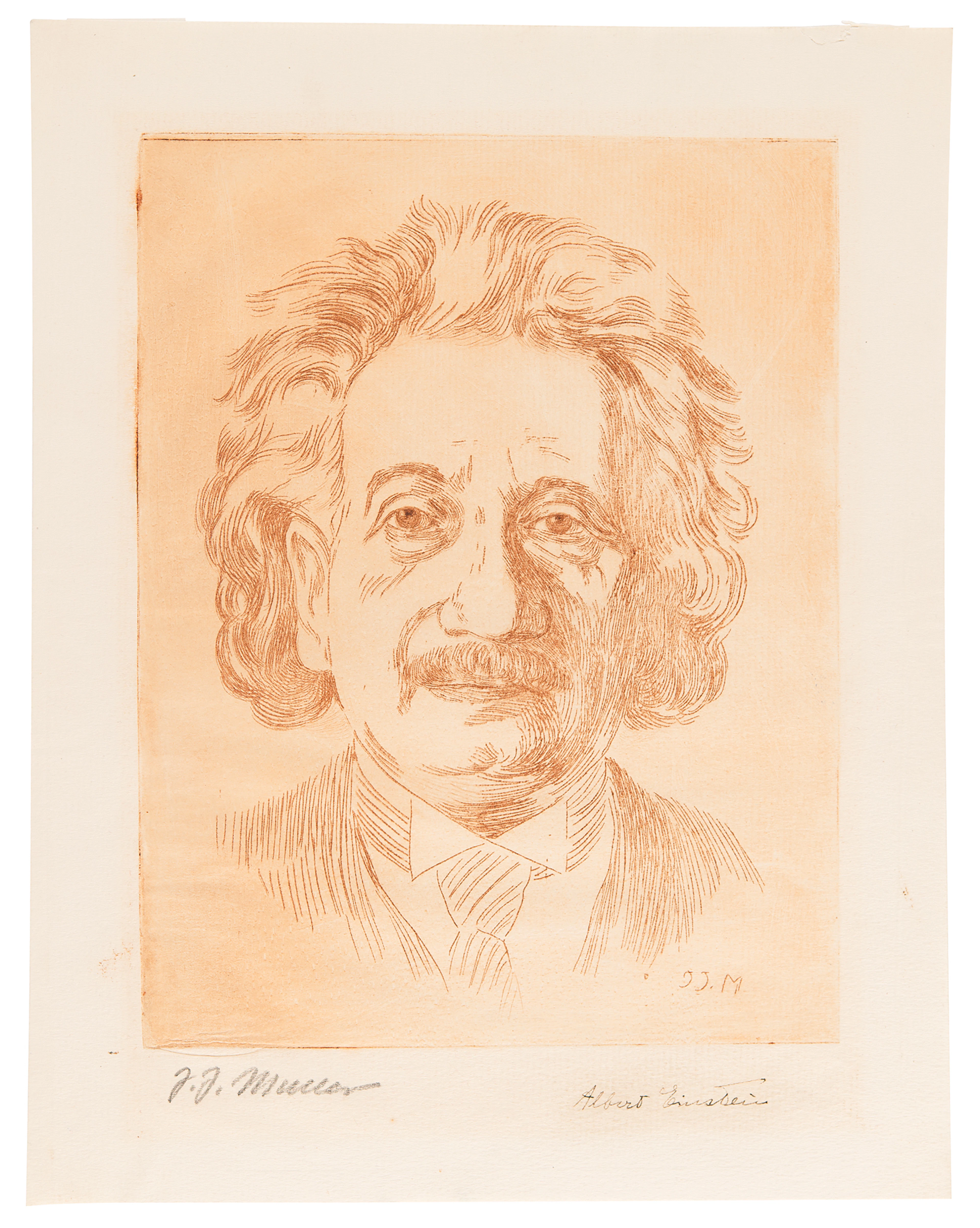 Albert Einstein Signed Etching by Isadore Joseph Muller (c. 1930s)