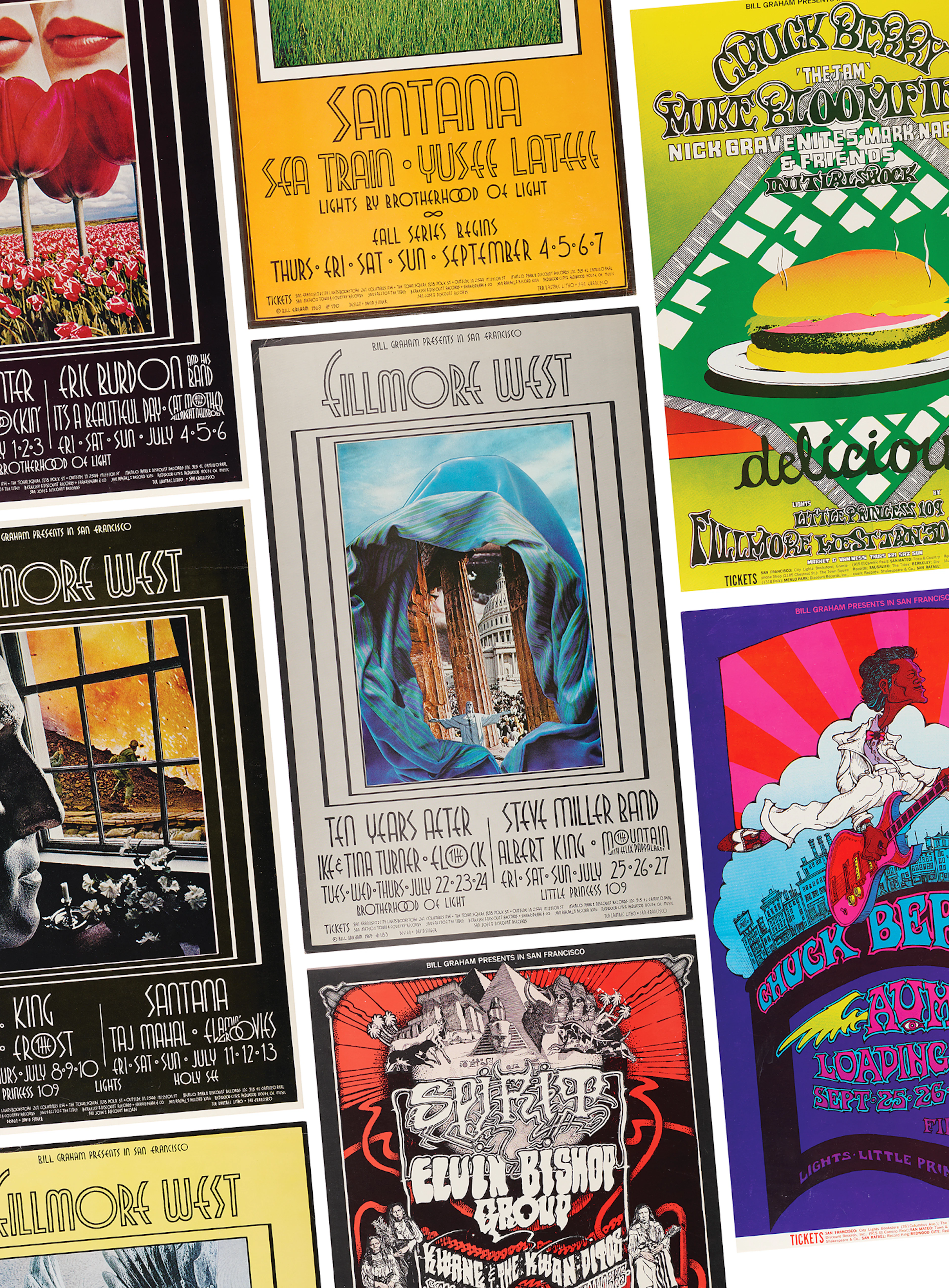 Fillmore West: (8) Bill Graham Concert Posters, with Chuck Berry