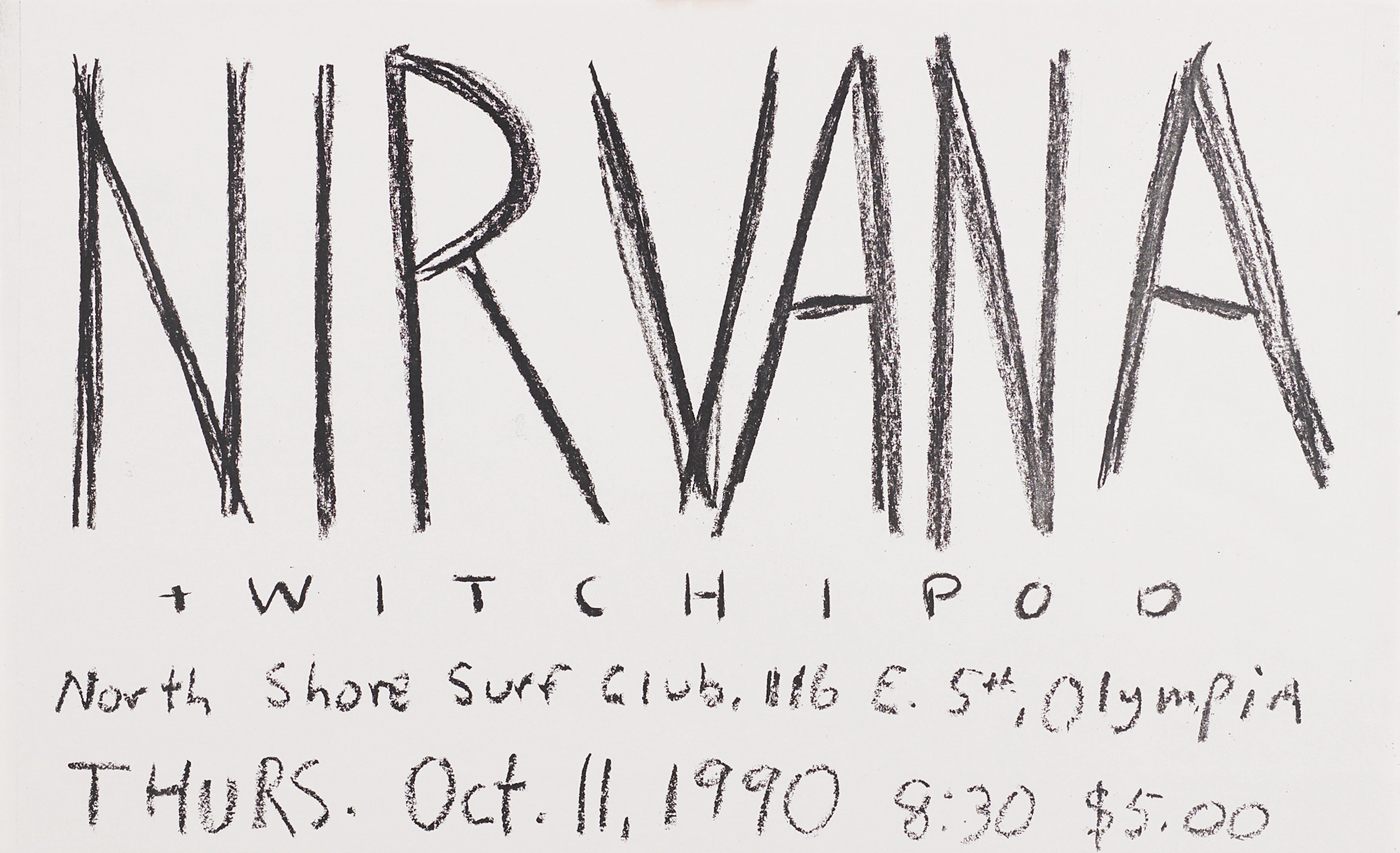 Nirvana Rare Original Concert Mini-Poster for Dave Grohl's First Show