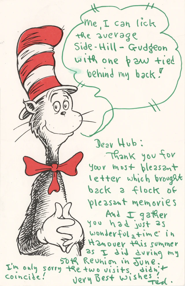 Dr. Seuss Autograph Letter Signed on His 50th Reunion at Dartmouth College