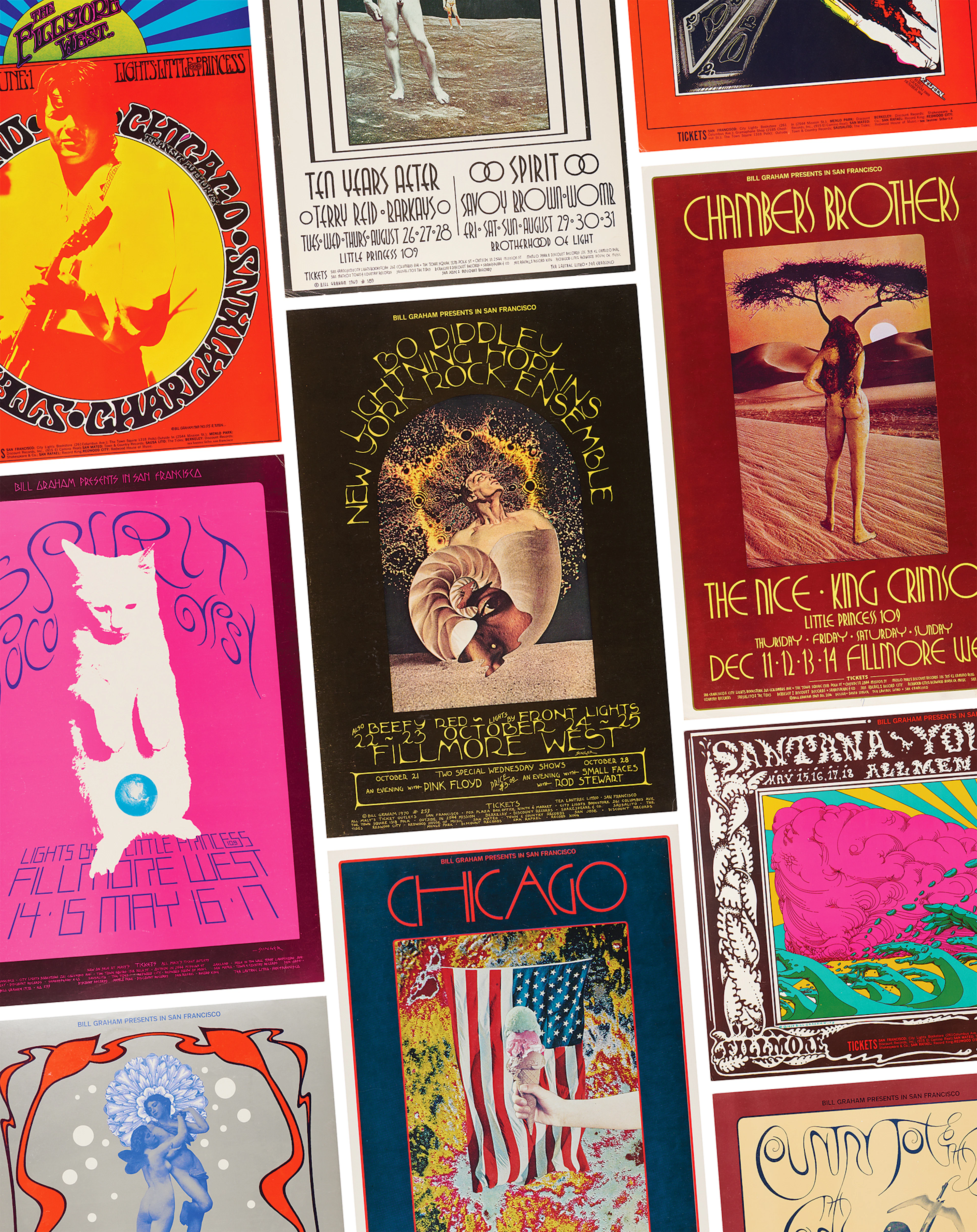 Fillmore West: (10) Bill Graham Concert Posters, with Creedence Clearwater