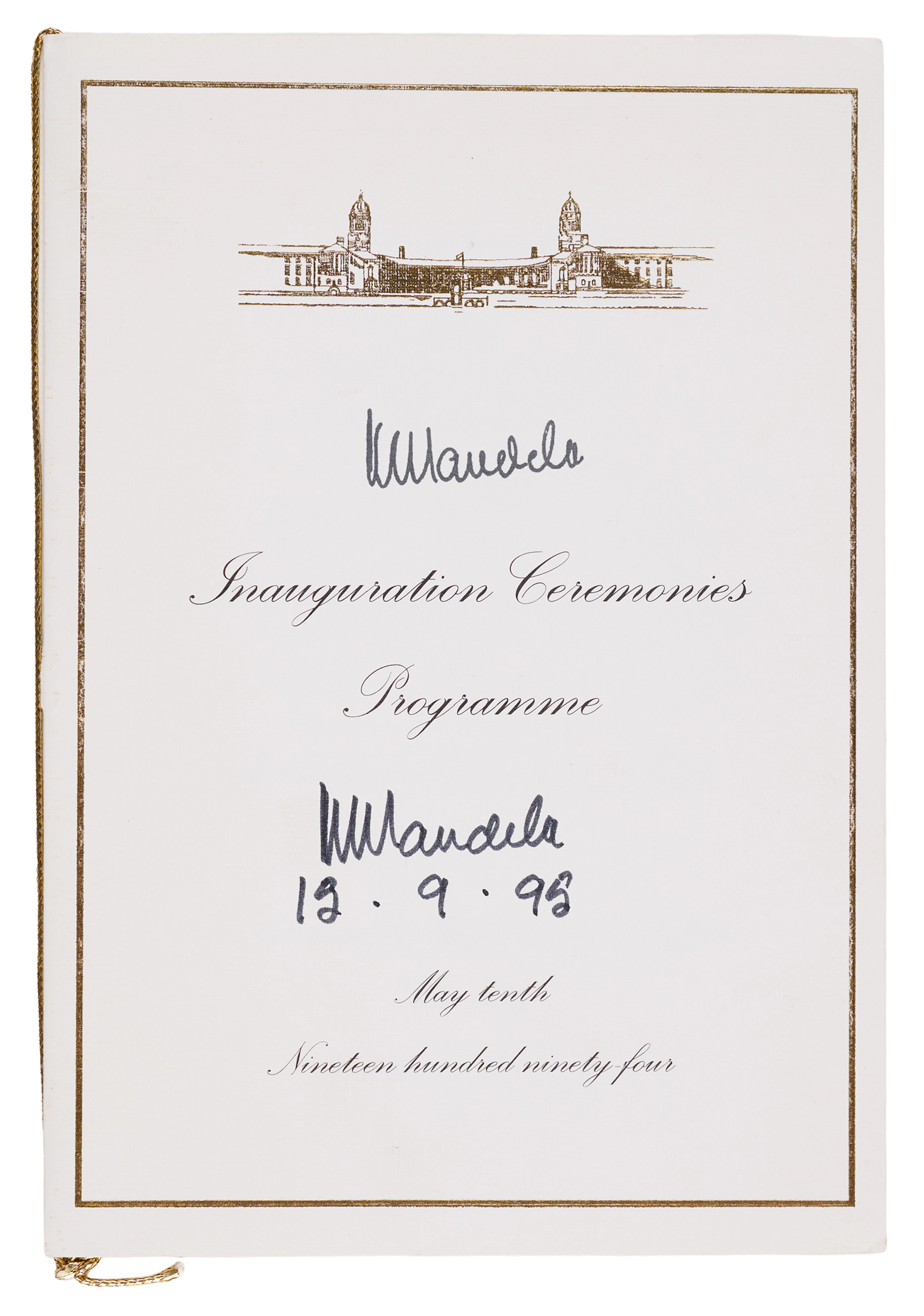 Nelson Mandela Signed 1994 Inauguration Ceremonies Program