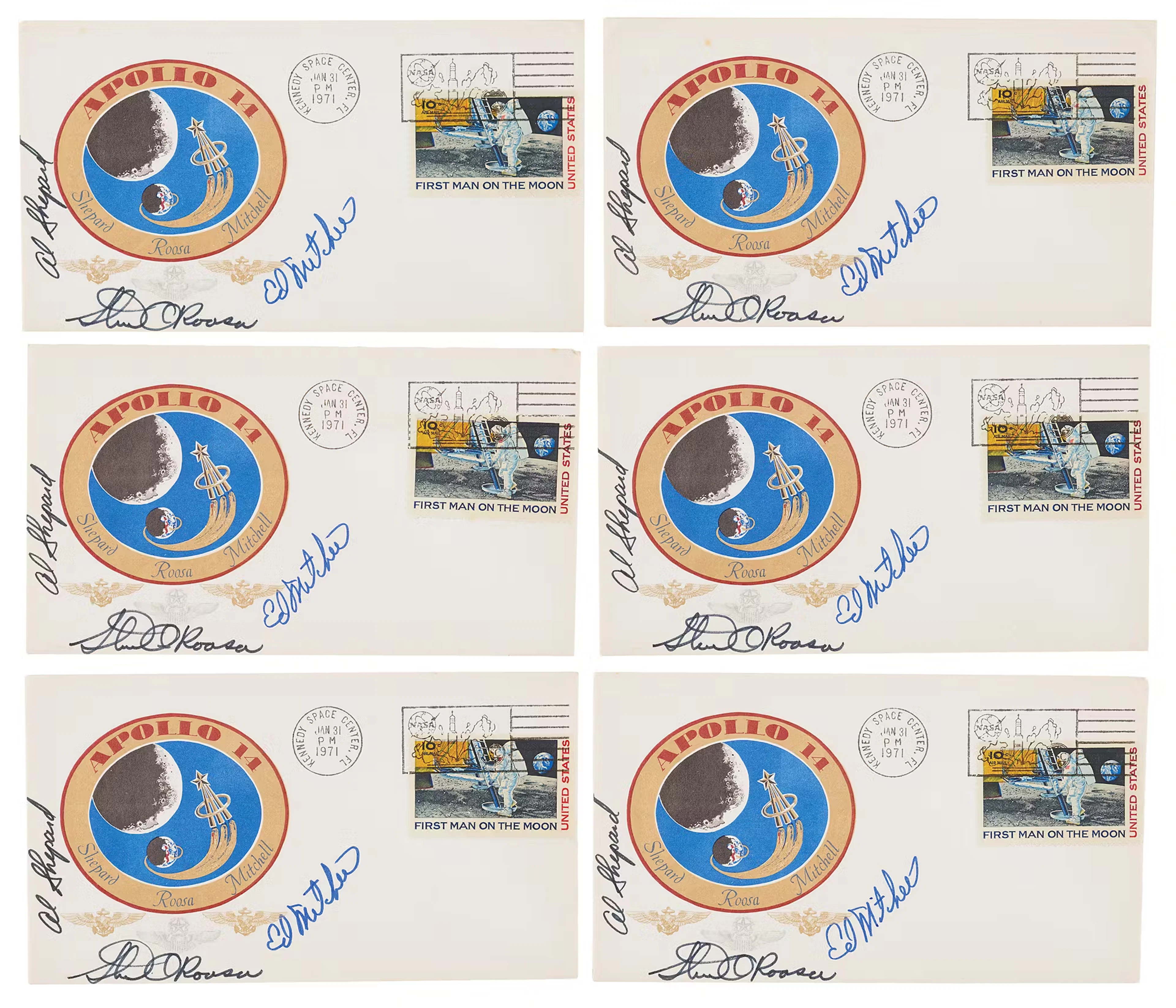 Apollo 14 'Type 1' Crew-Signed Insurance-Style Covers (6) - From the