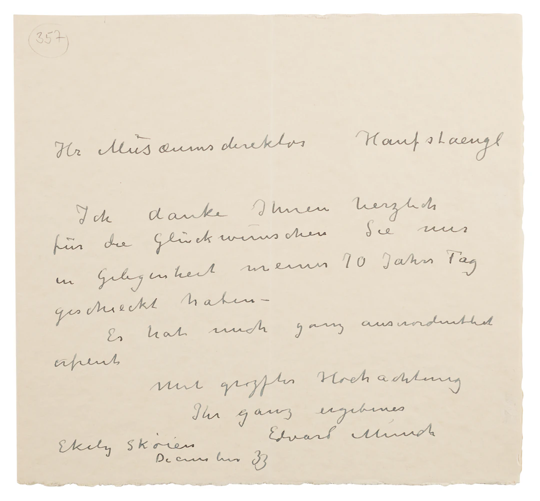 Edvard Munch Autograph Letter Signed