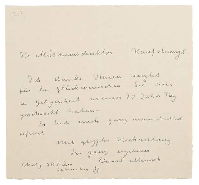 Edvard Munch Autograph Letter Signed