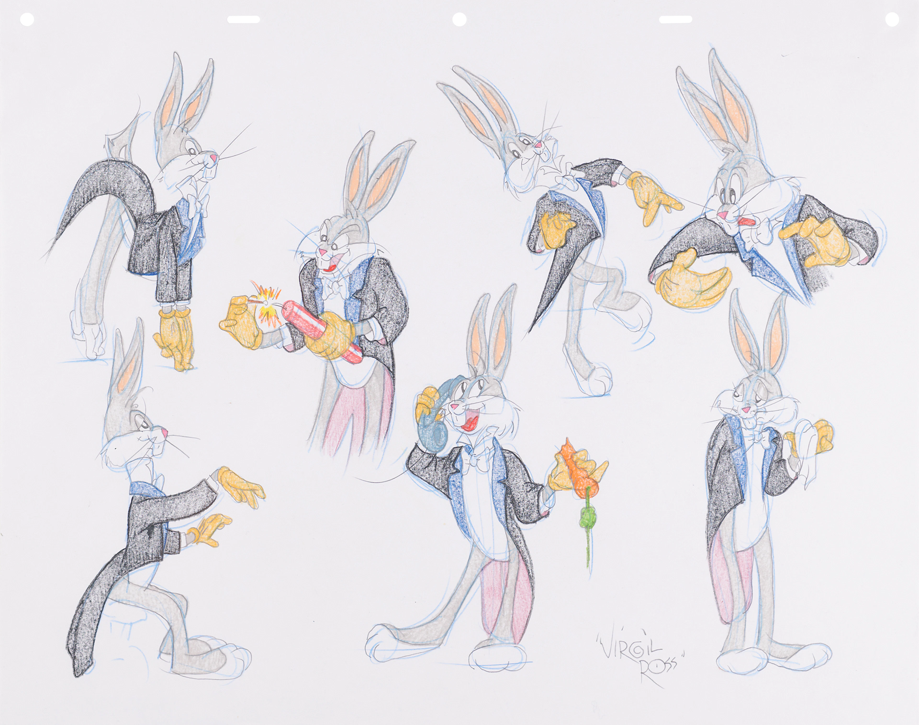 Virgil Ross Original Model Drawing of Bugs Bunny