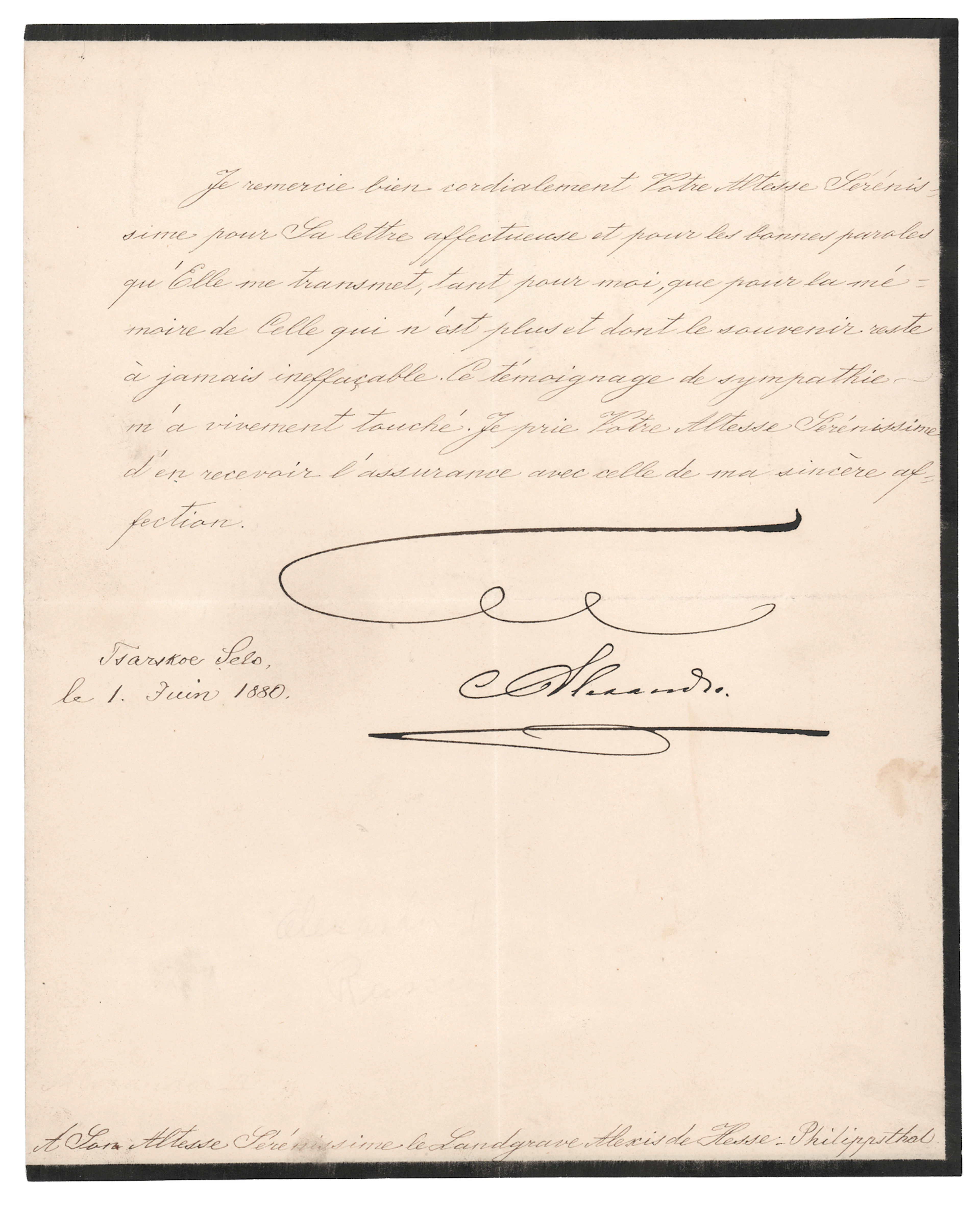 Alexander II Letter Signed