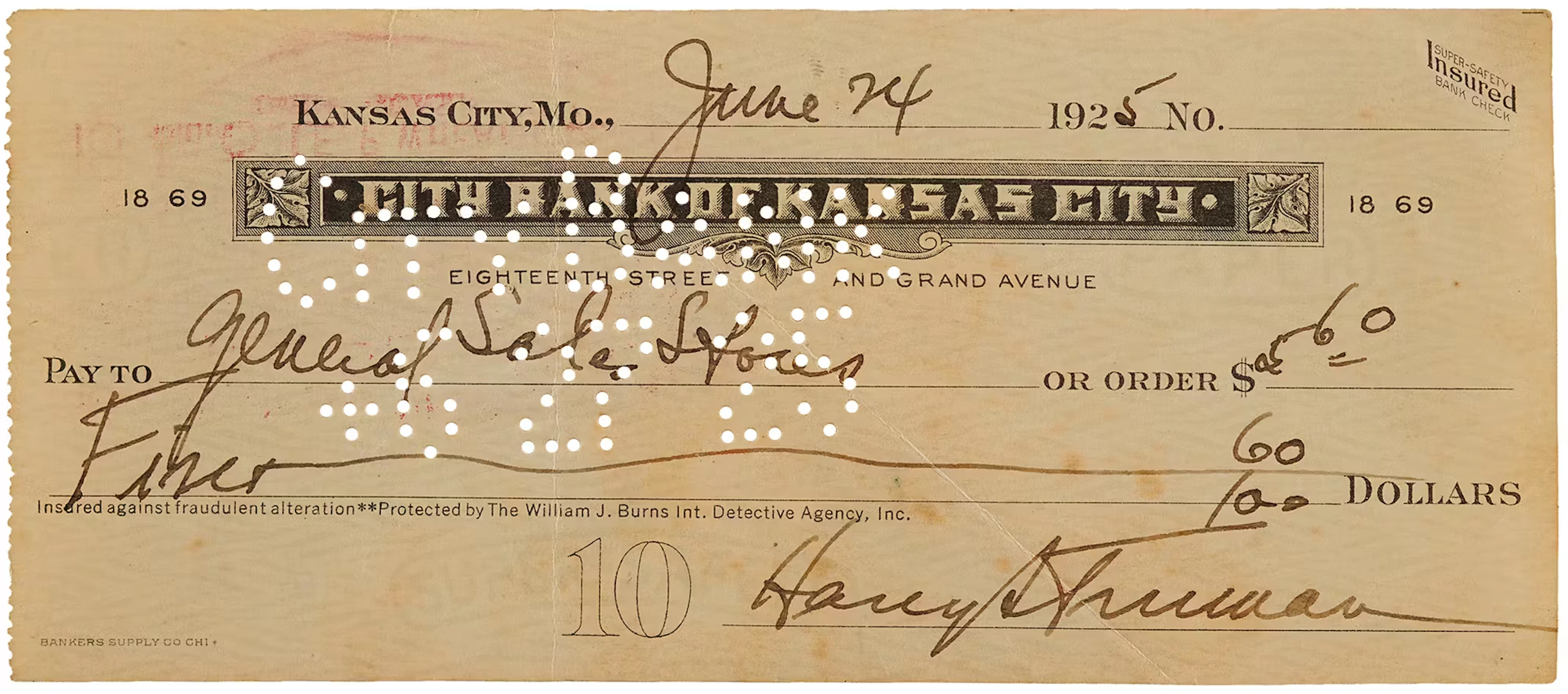 Harry S. Truman Signed Check