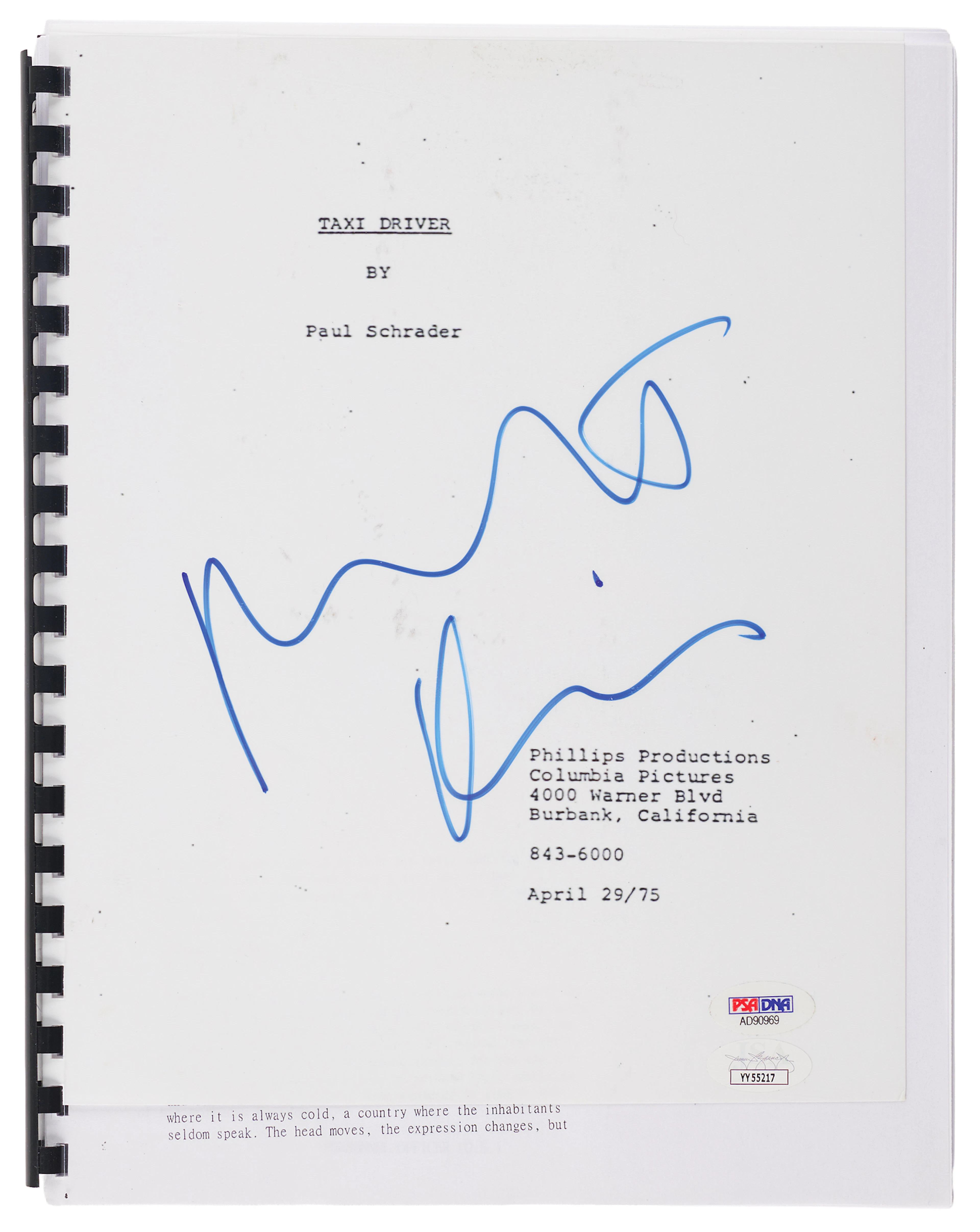 Robert De Niro Signed Script - Taxi Driver