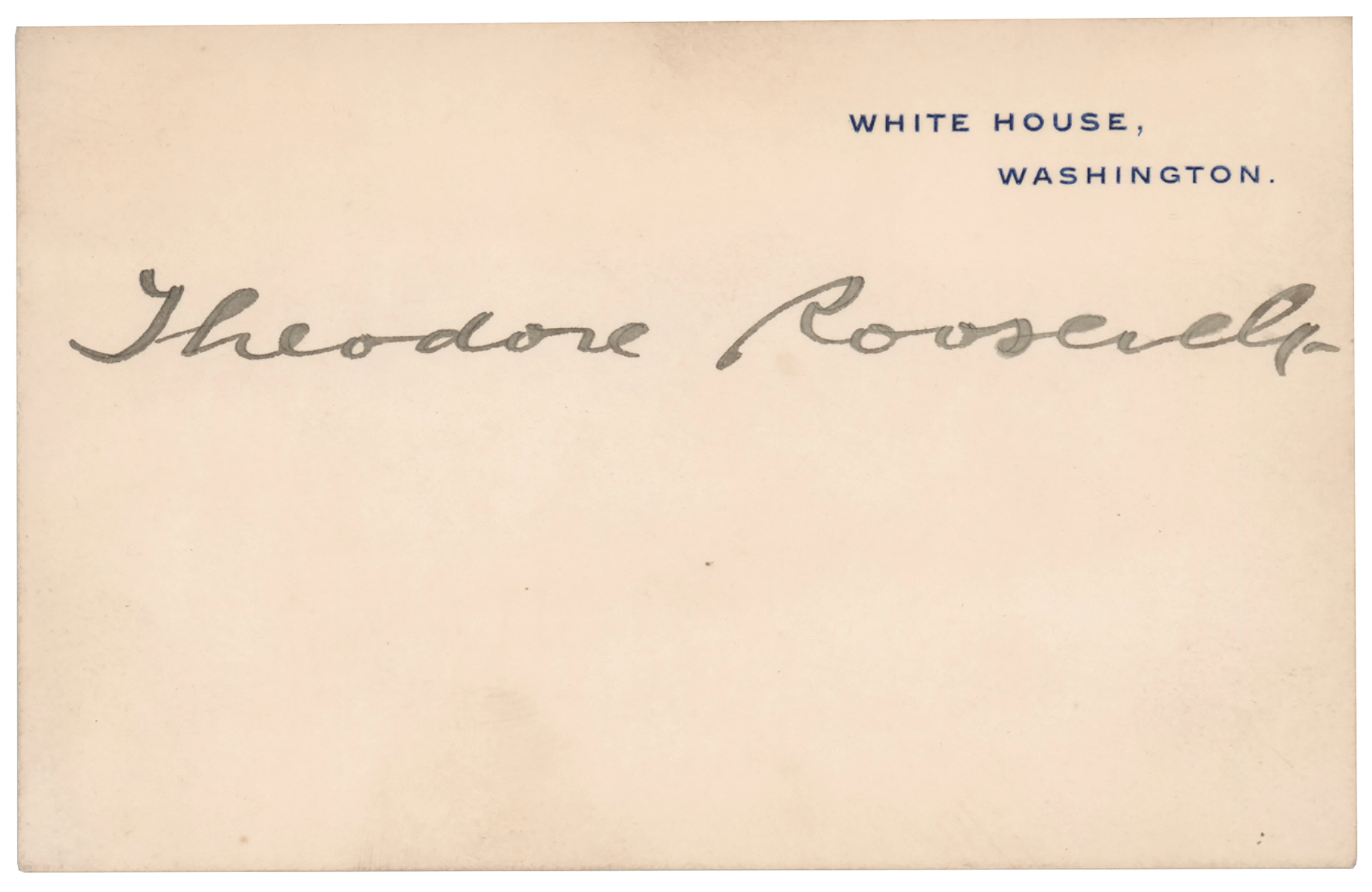 Theodore Roosevelt Signed White House Card