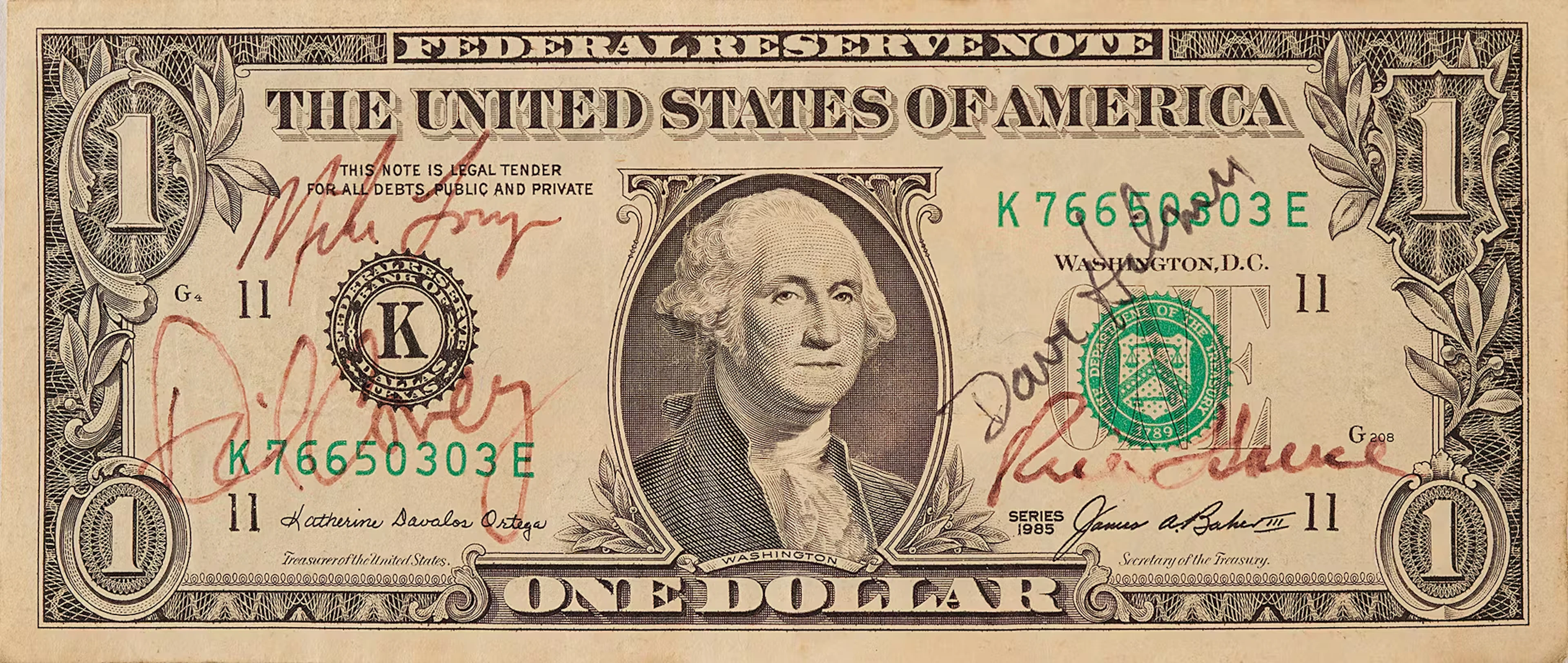 STS-26 Crew-Signed $1 Dollar Bill