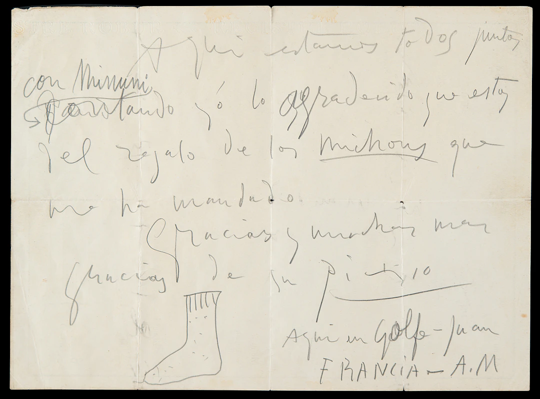 Pablo Picasso Autograph Letter Signed with Sketch