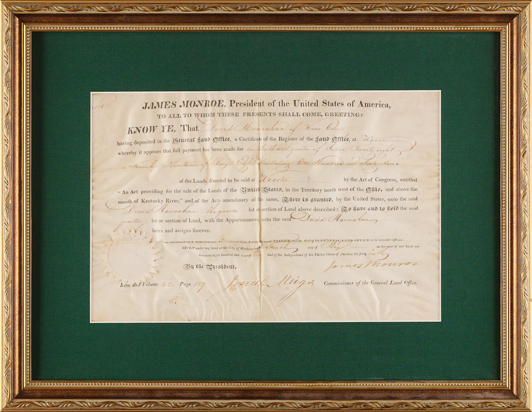 James Monroe Document Signed as President