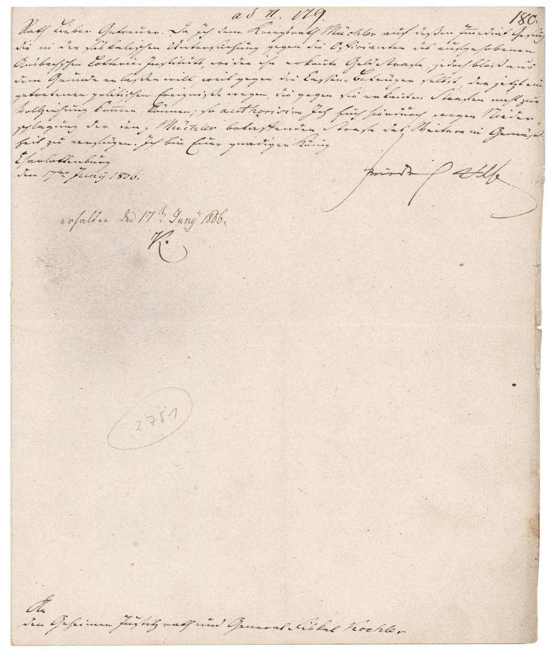 King Frederick William III of Prussia Letter Signed