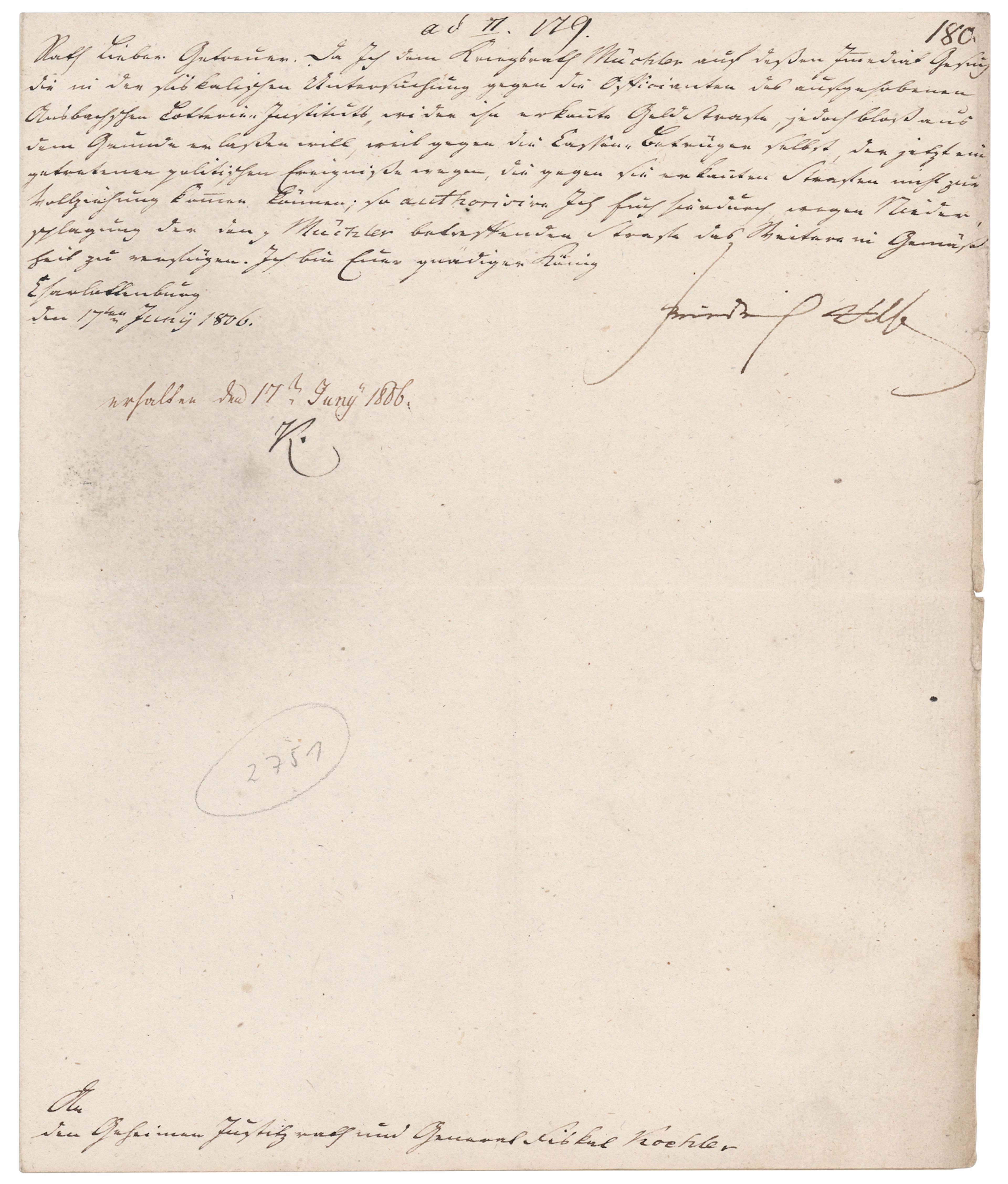King Frederick William III of Prussia Letter Signed