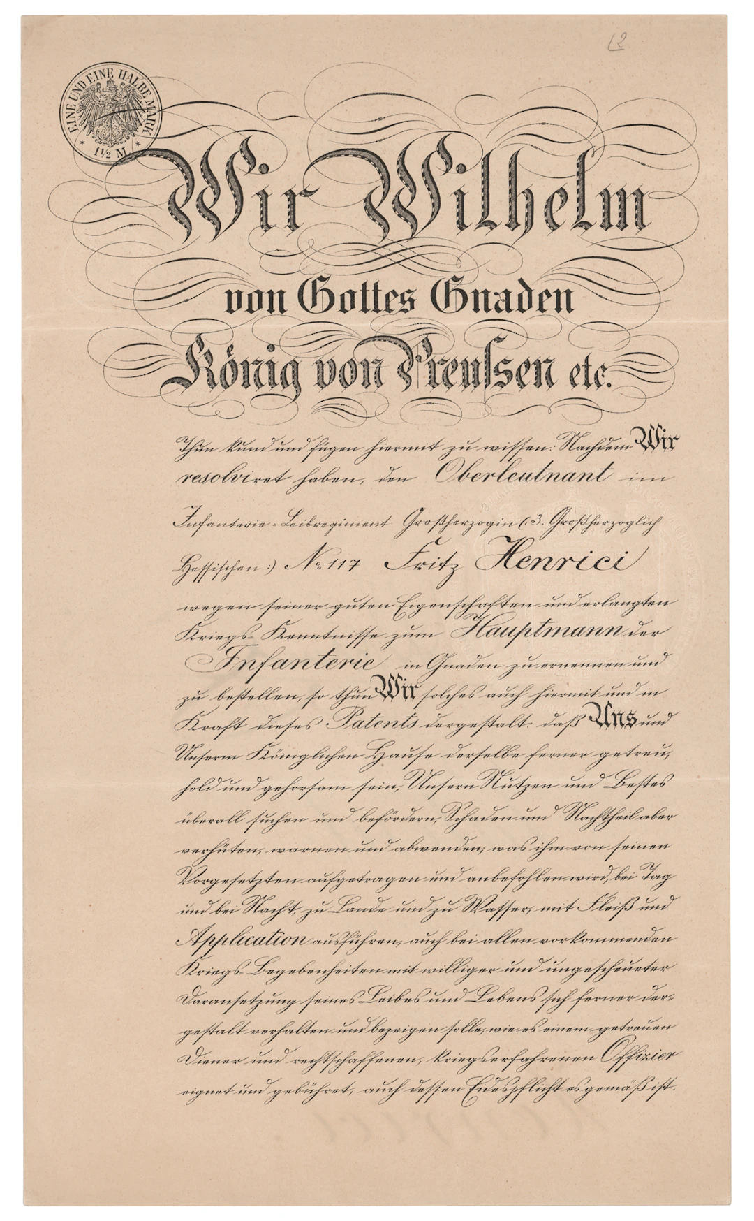 Kaiser Wilhelm II Document Signed