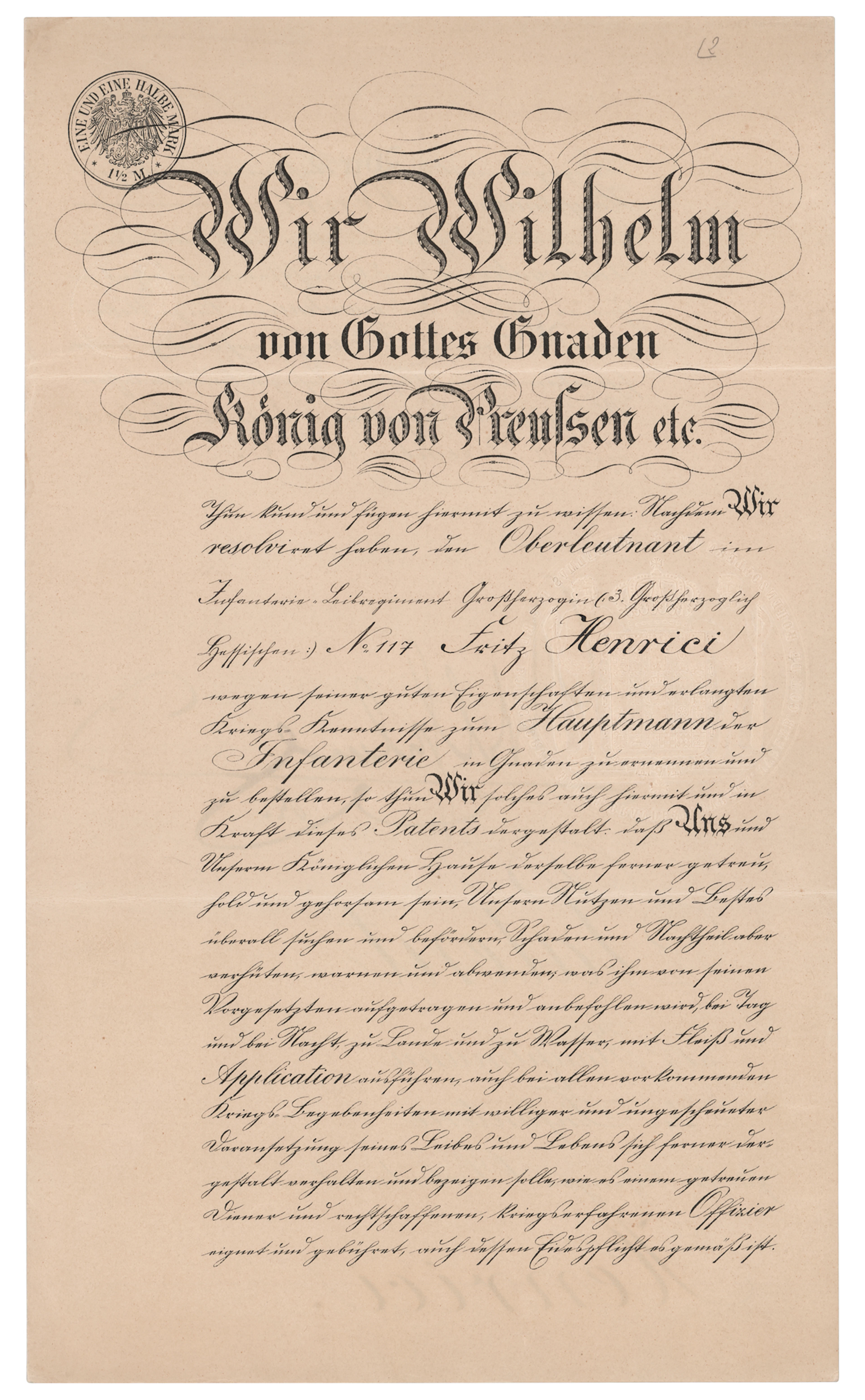 Kaiser Wilhelm II Document Signed