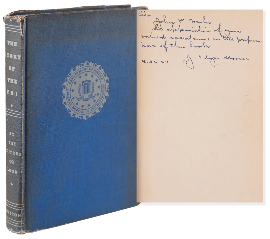 J. Edgar Hoover Signed Book - Presented to FBI Associate Director John P. Mohr