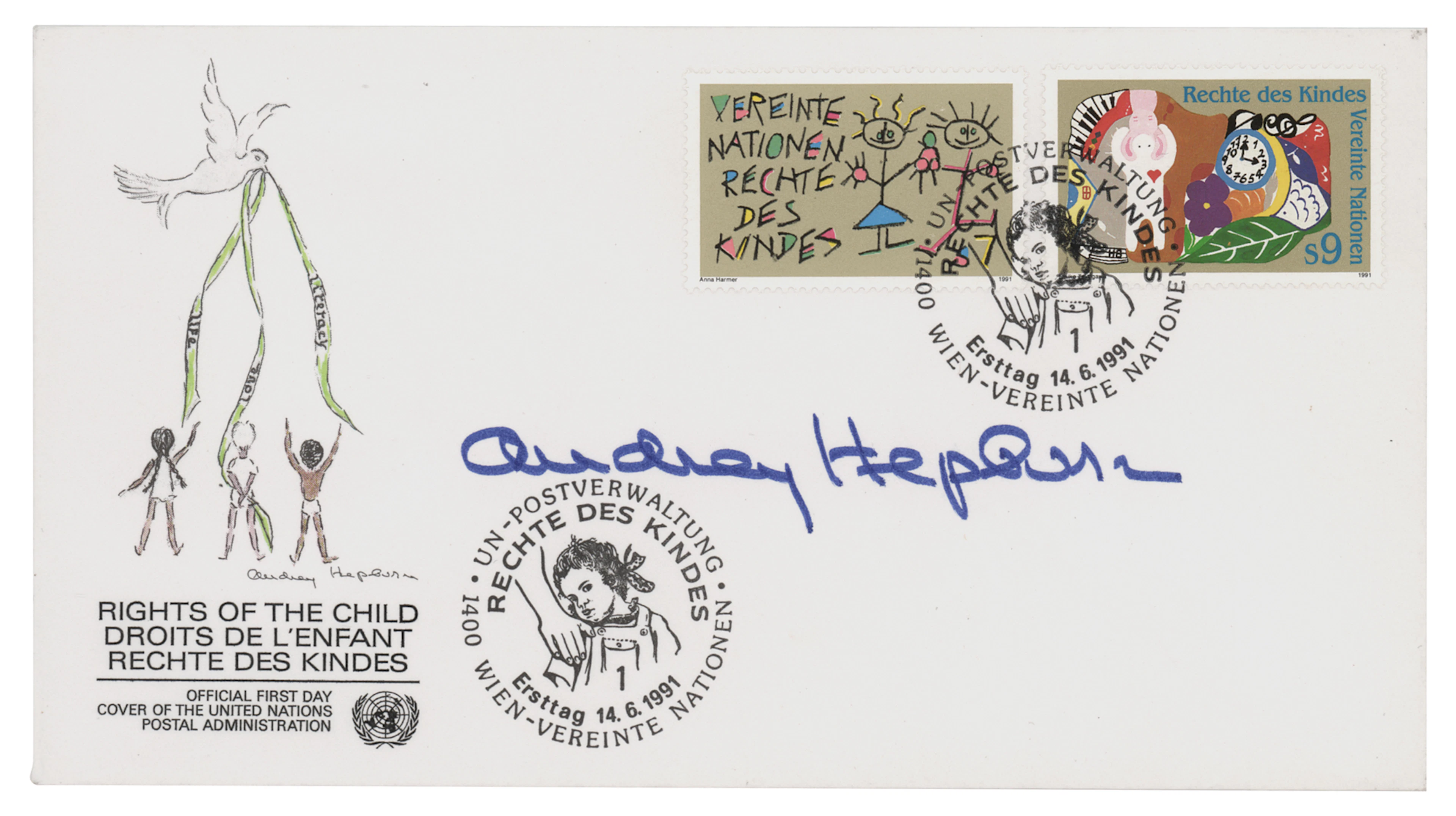 Audrey Hepburn Signed United Nations FDC