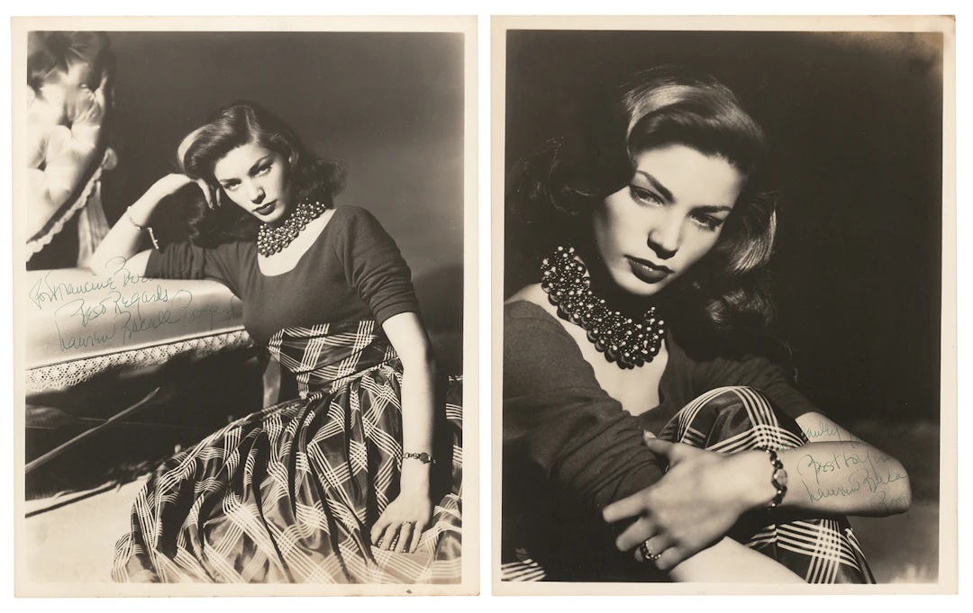 Lauren Bacall (2) Signed Photographs