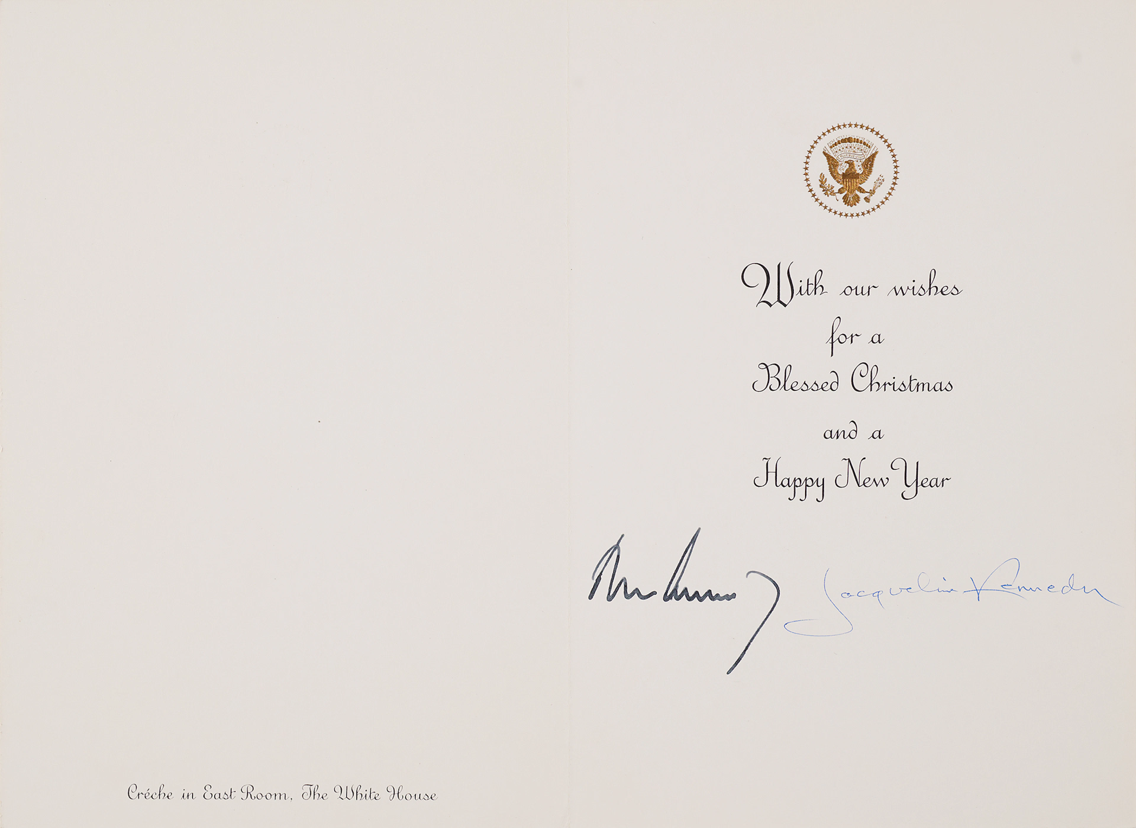 John and Jacqueline Kennedy Signed 1963 White House Christmas Card
