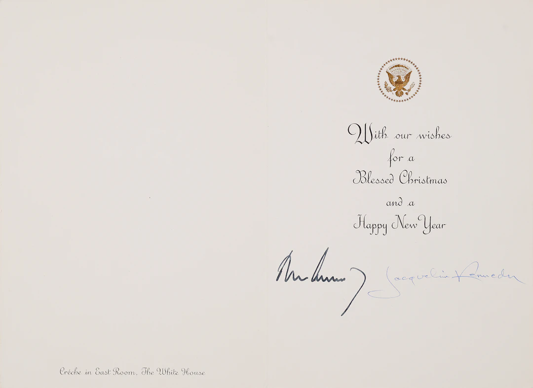 John and Jacqueline Kennedy Signed 1963 White House Christmas Card